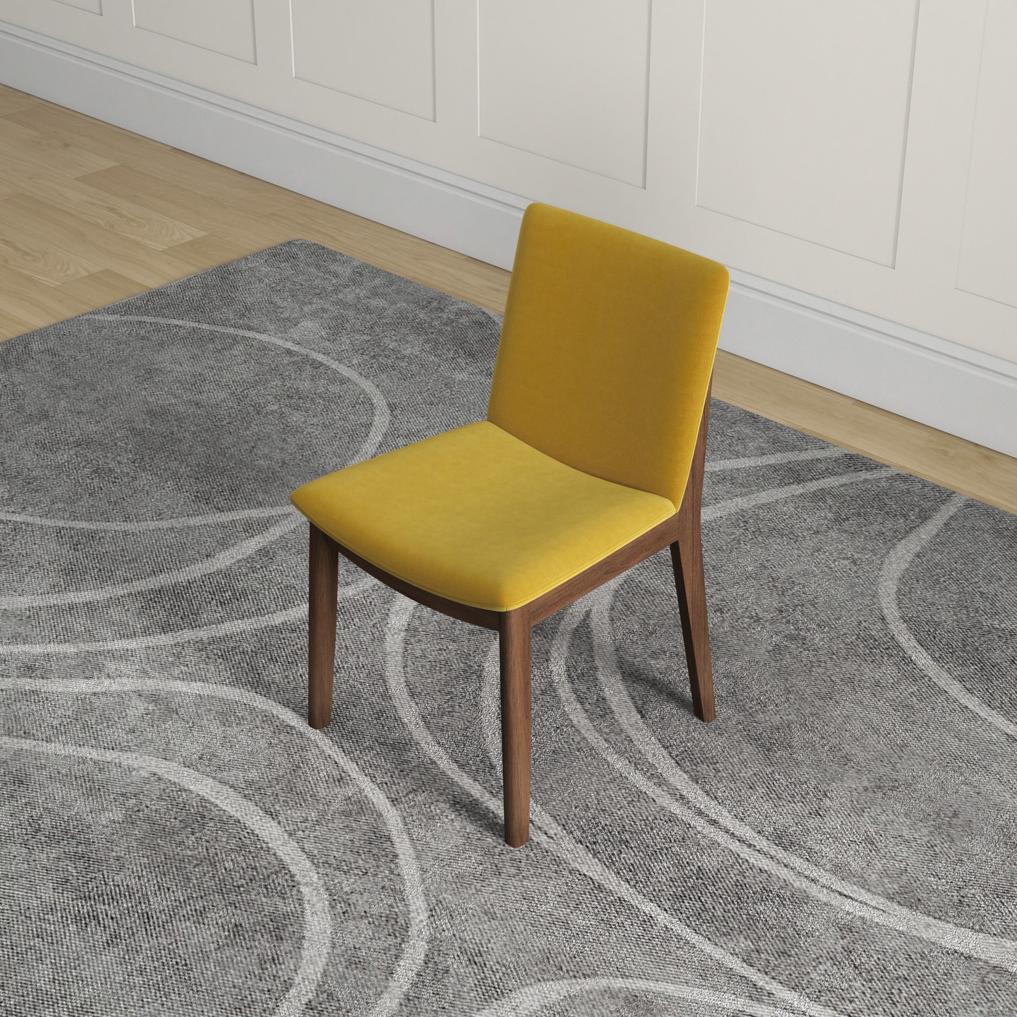 Virginia Dining Chair Dark Yellow Velvet Set of 2 - MidinMod