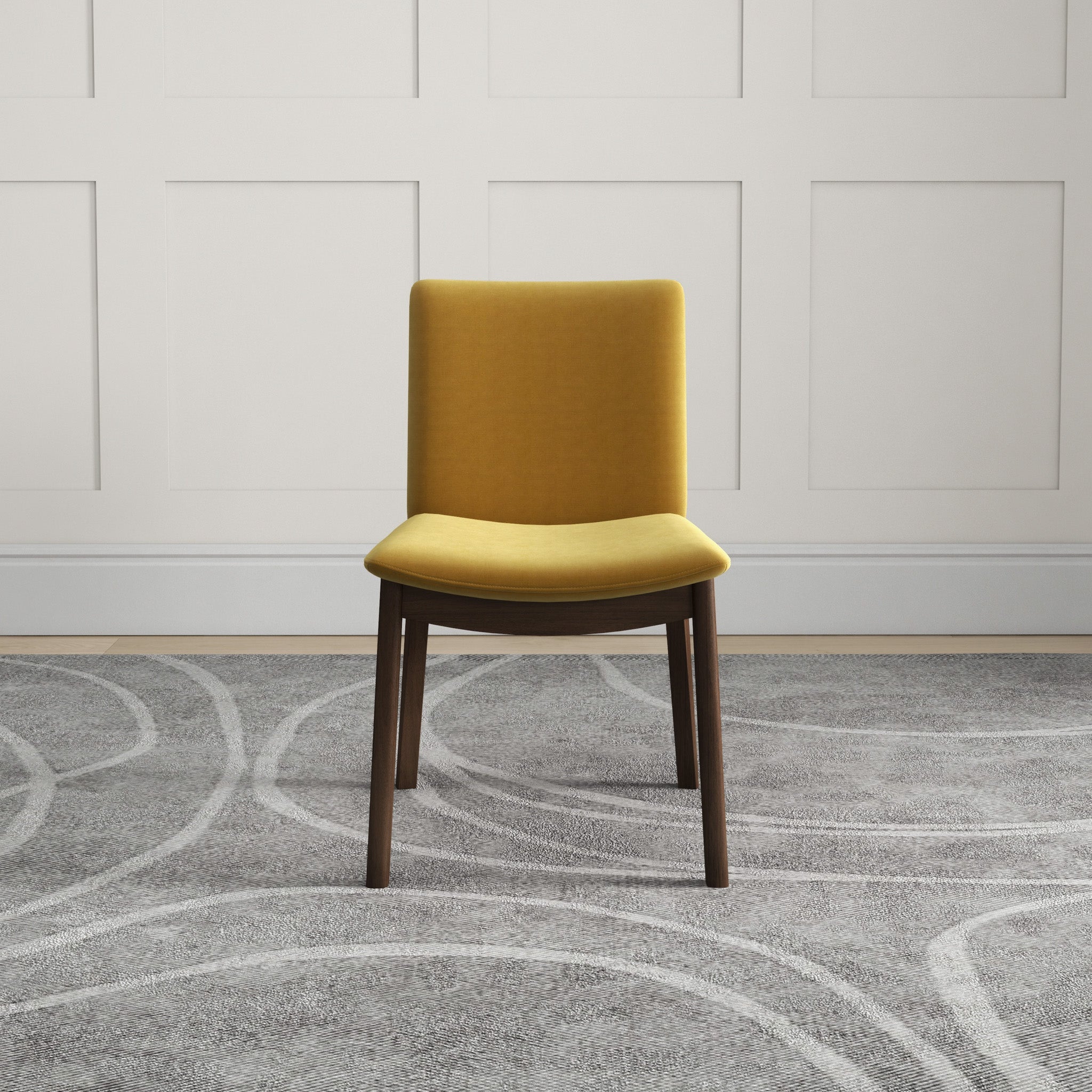 Virginia Dining Chair Dark Yellow Velvet Set of 2 - MidinMod