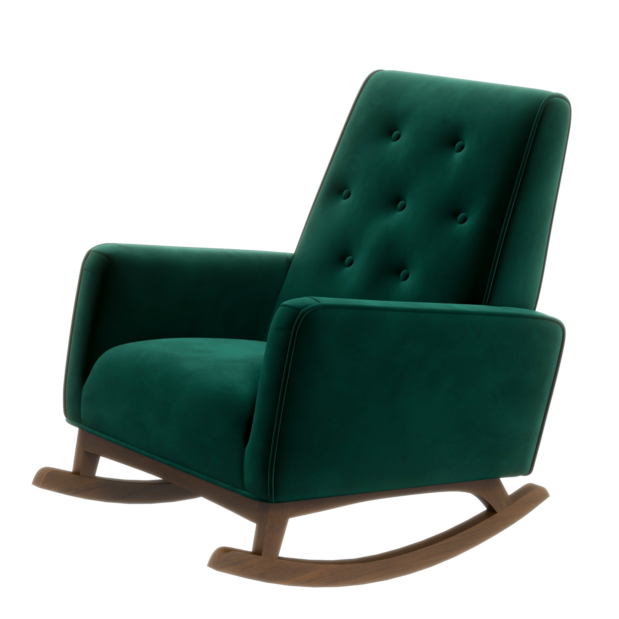 Windsor Green Velvet Fabric Rocking Chair