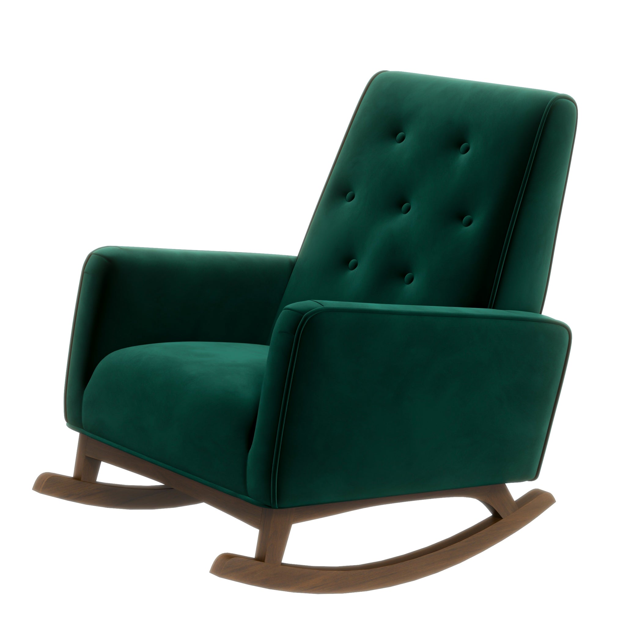 Windsor Green Velvet Fabric Rocking Chair - MidinMod