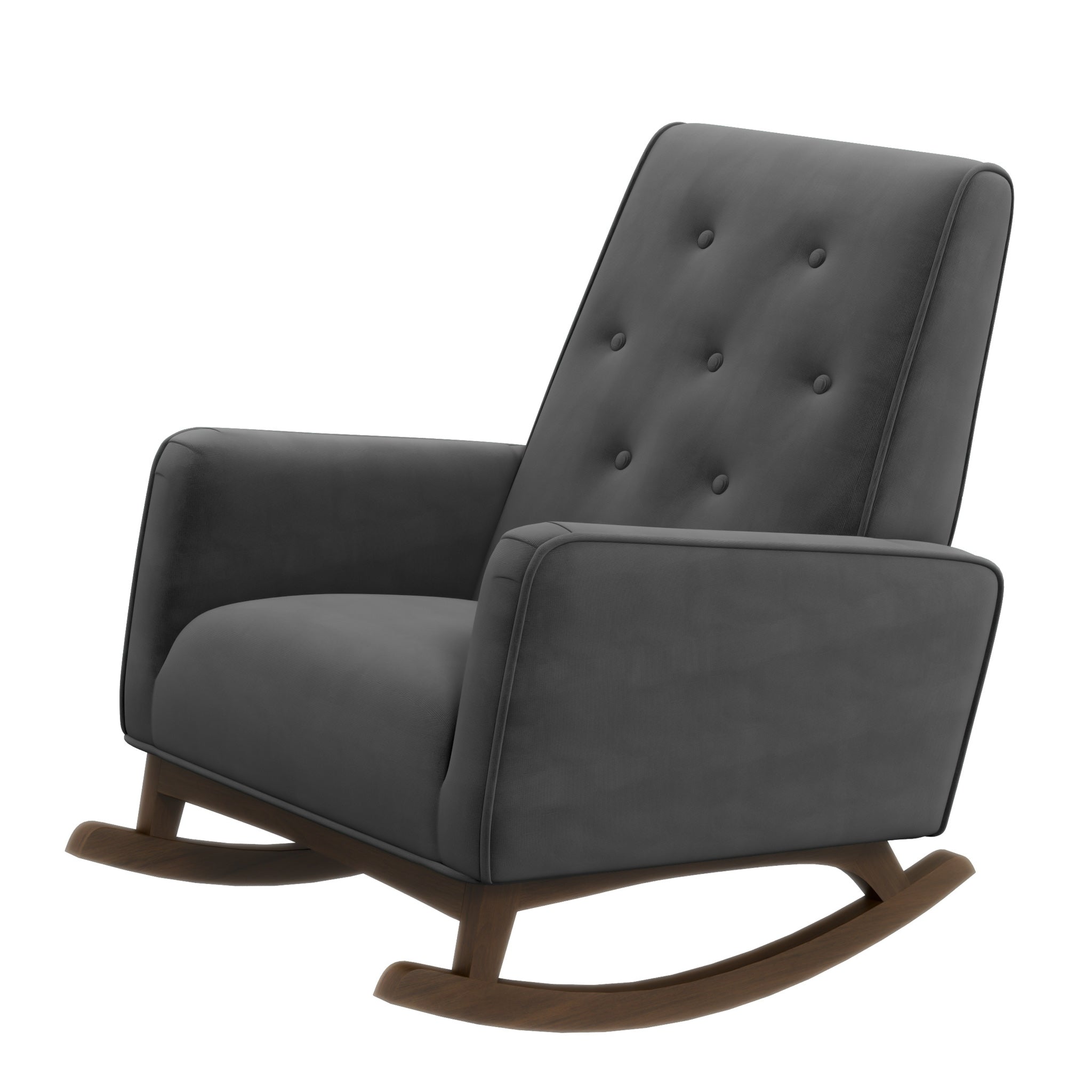 Windsor Dark Grey Velvet Fabric Rocking Chair - MidinMod