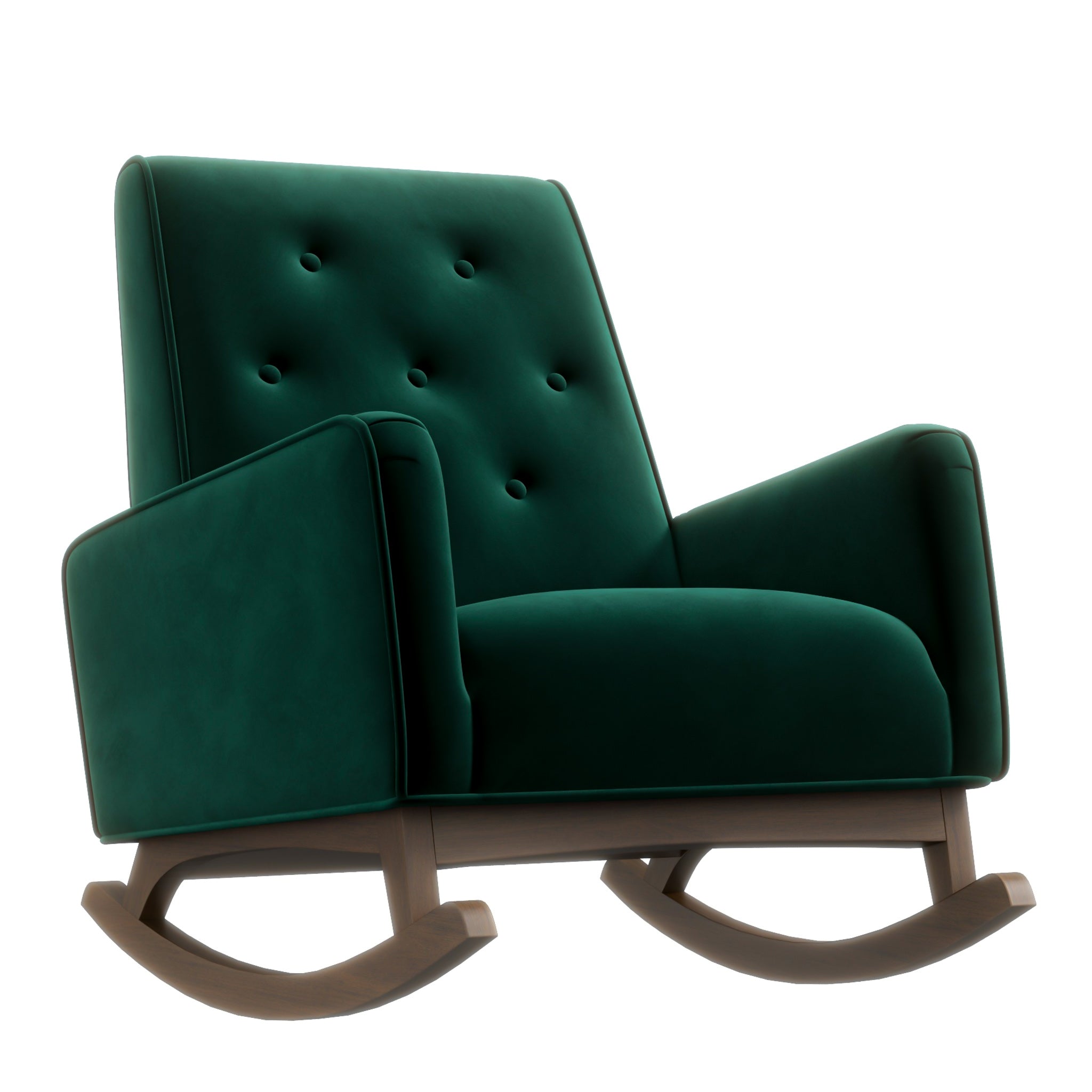 Windsor Green Velvet Fabric Rocking Chair - MidinMod