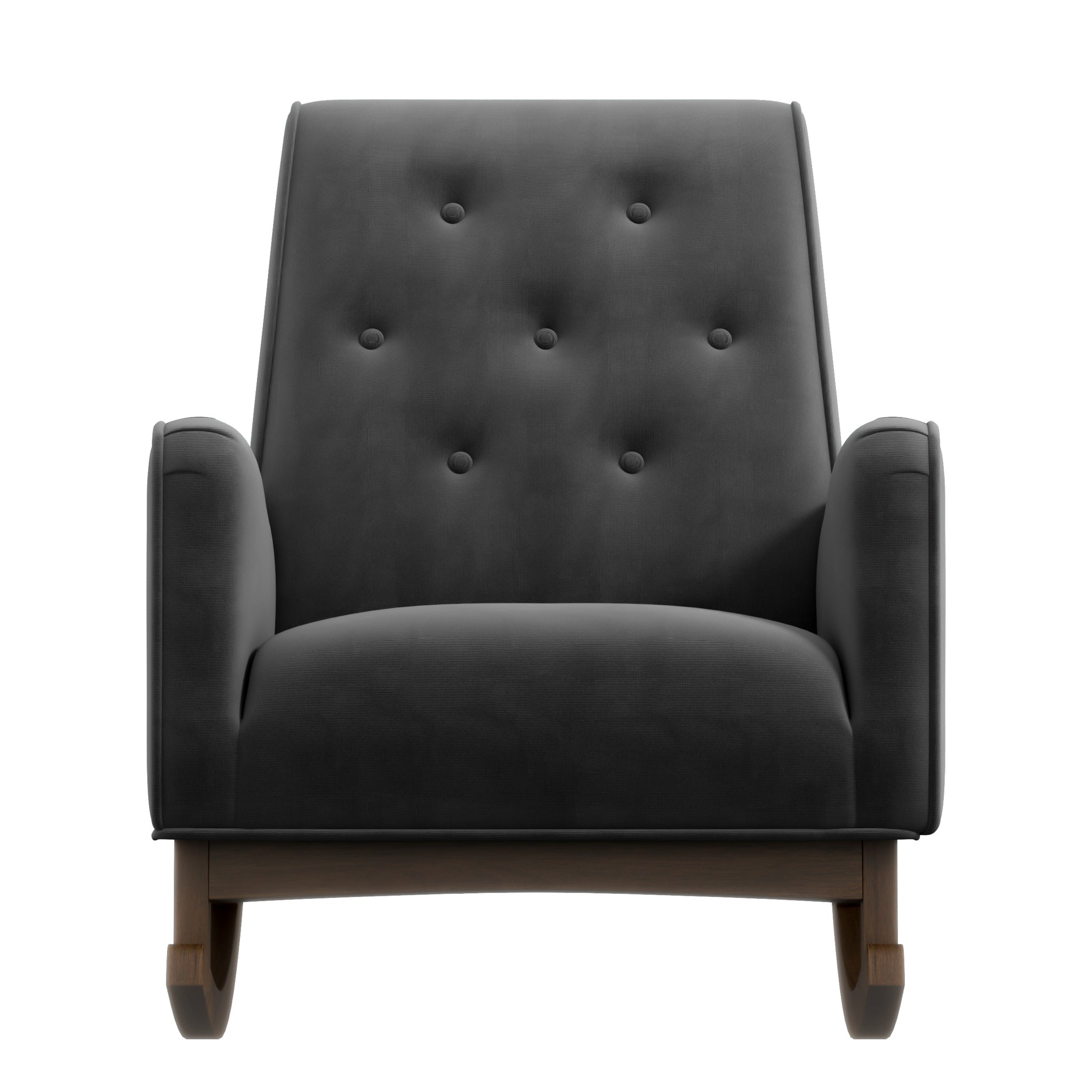 Windsor Dark Grey Velvet Fabric Rocking Chair - MidinMod