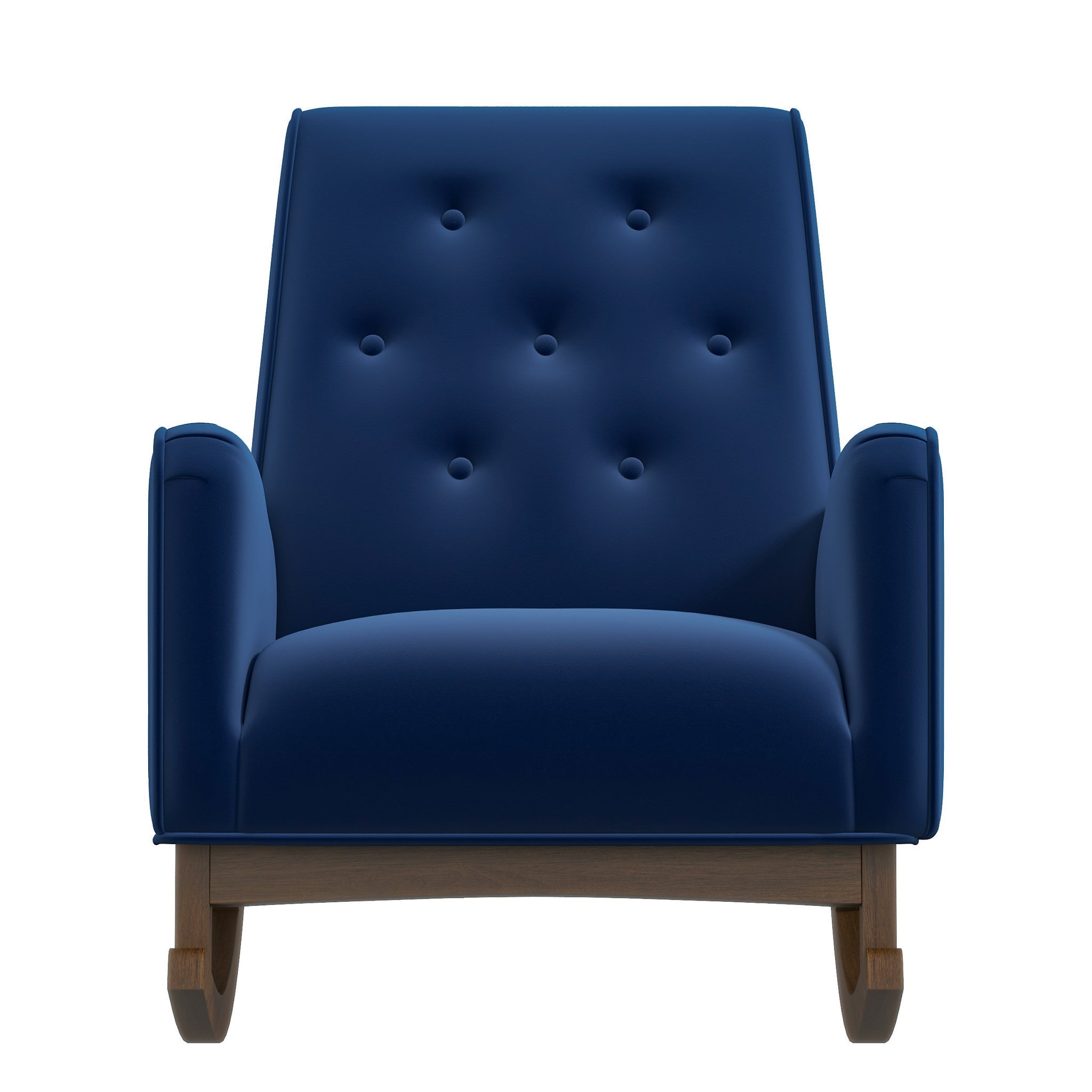 Windsor Dark Blue Velvet Fabric Rocking Chair - MidinMod