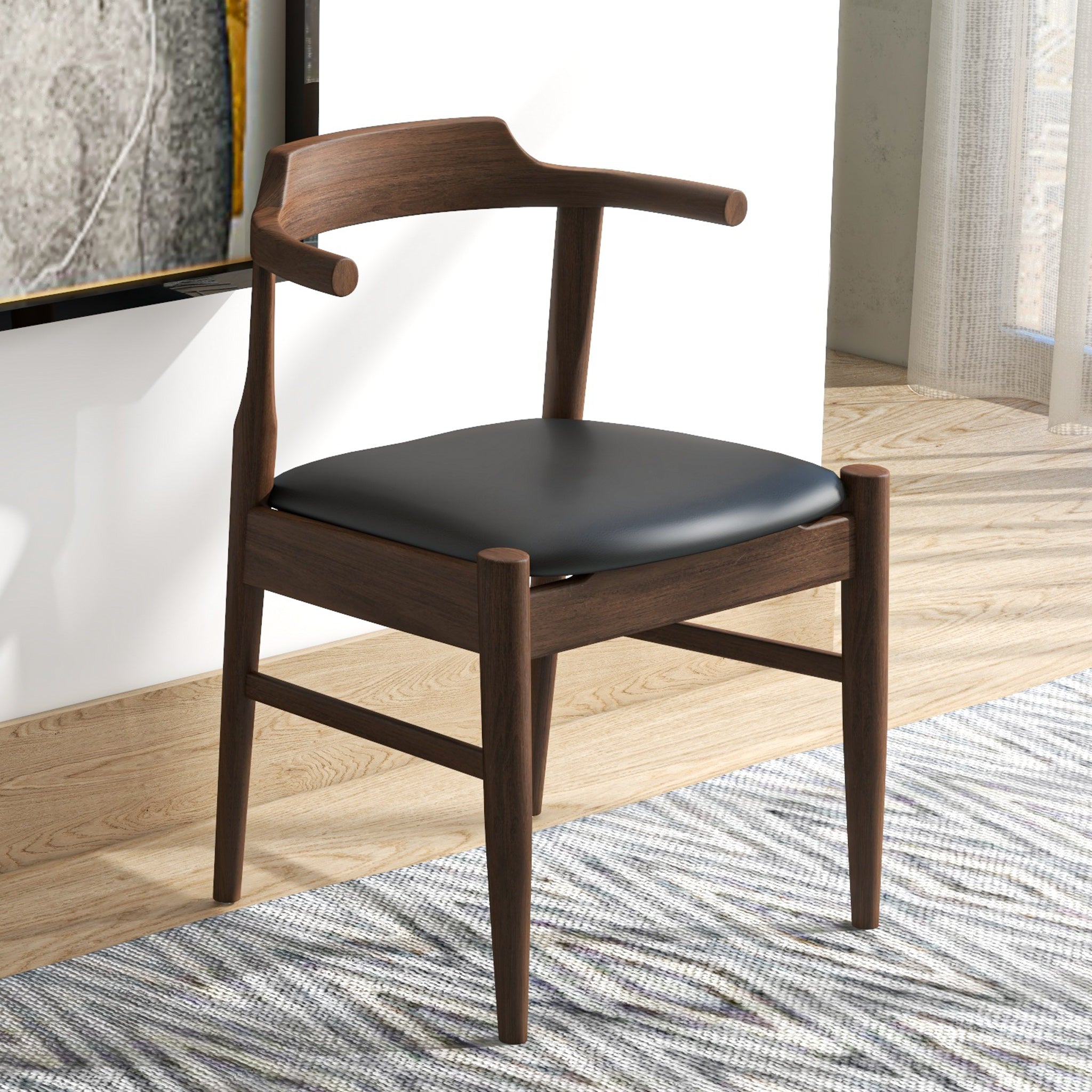 Zola Dining Chair Black Leather Set of 2 - MidinMod