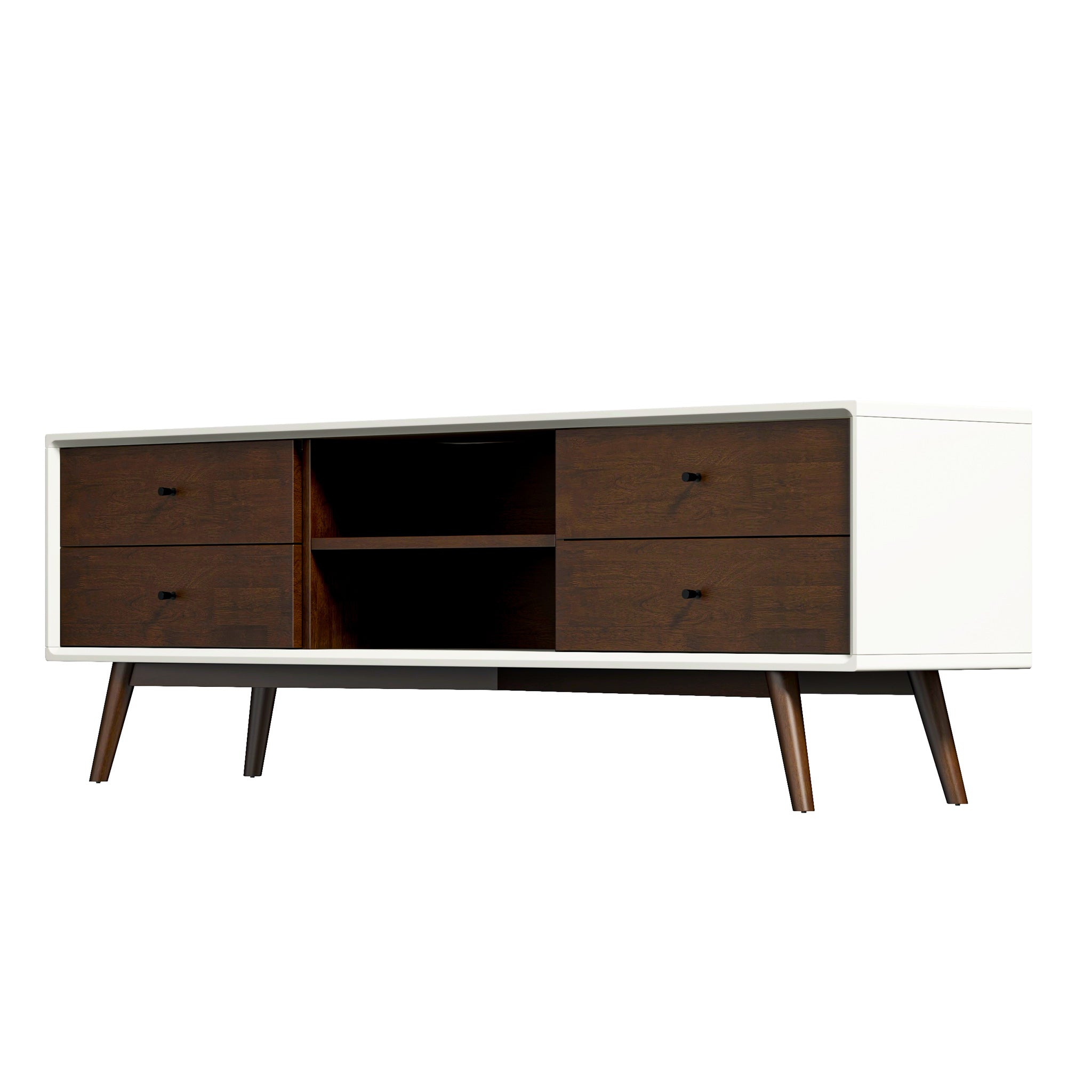 Noak Mid Century Modern Style White TV Stand - MidinMod
