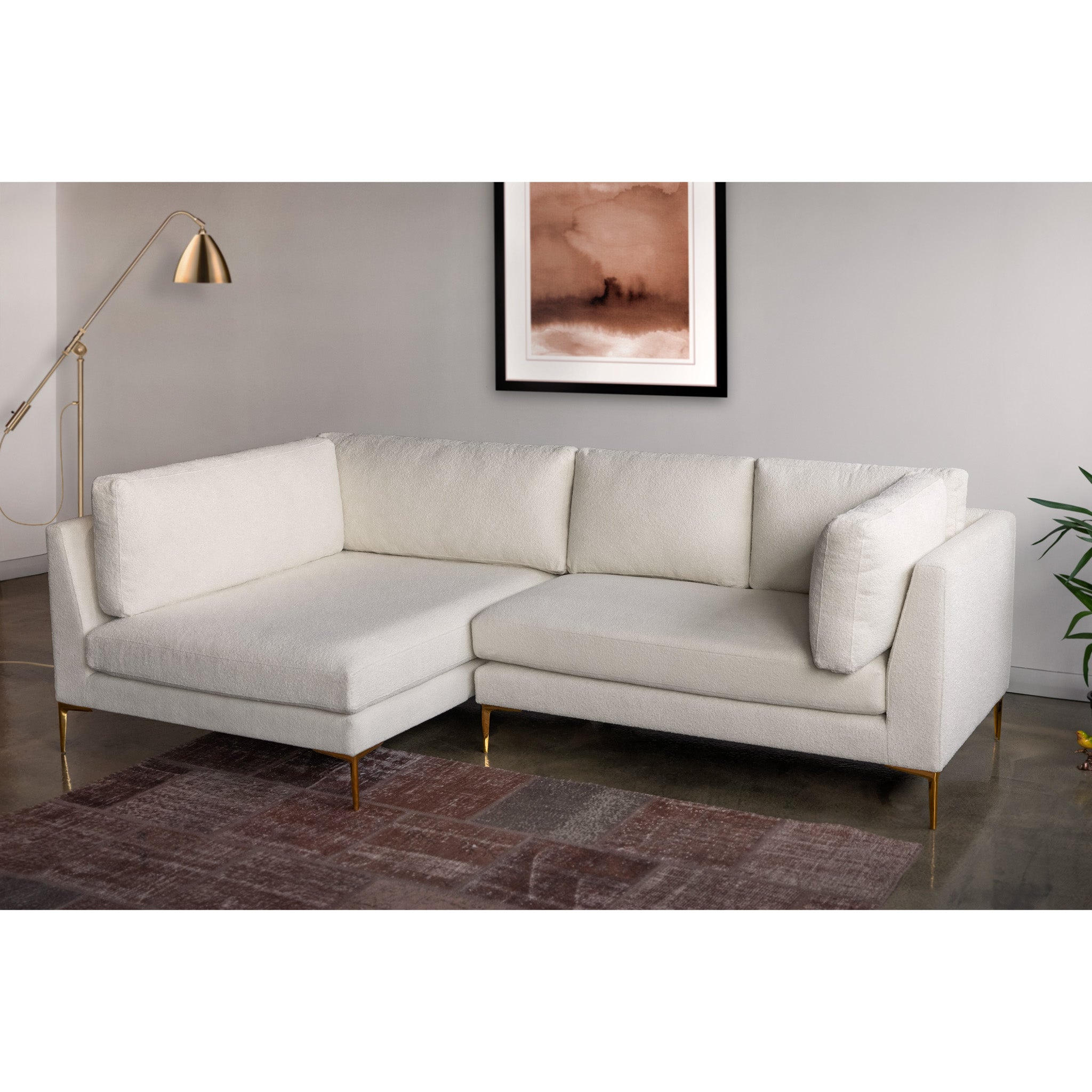 Chamberlain Beige Boucle Sectional Sofa Left Facing Chaise - MidinMod