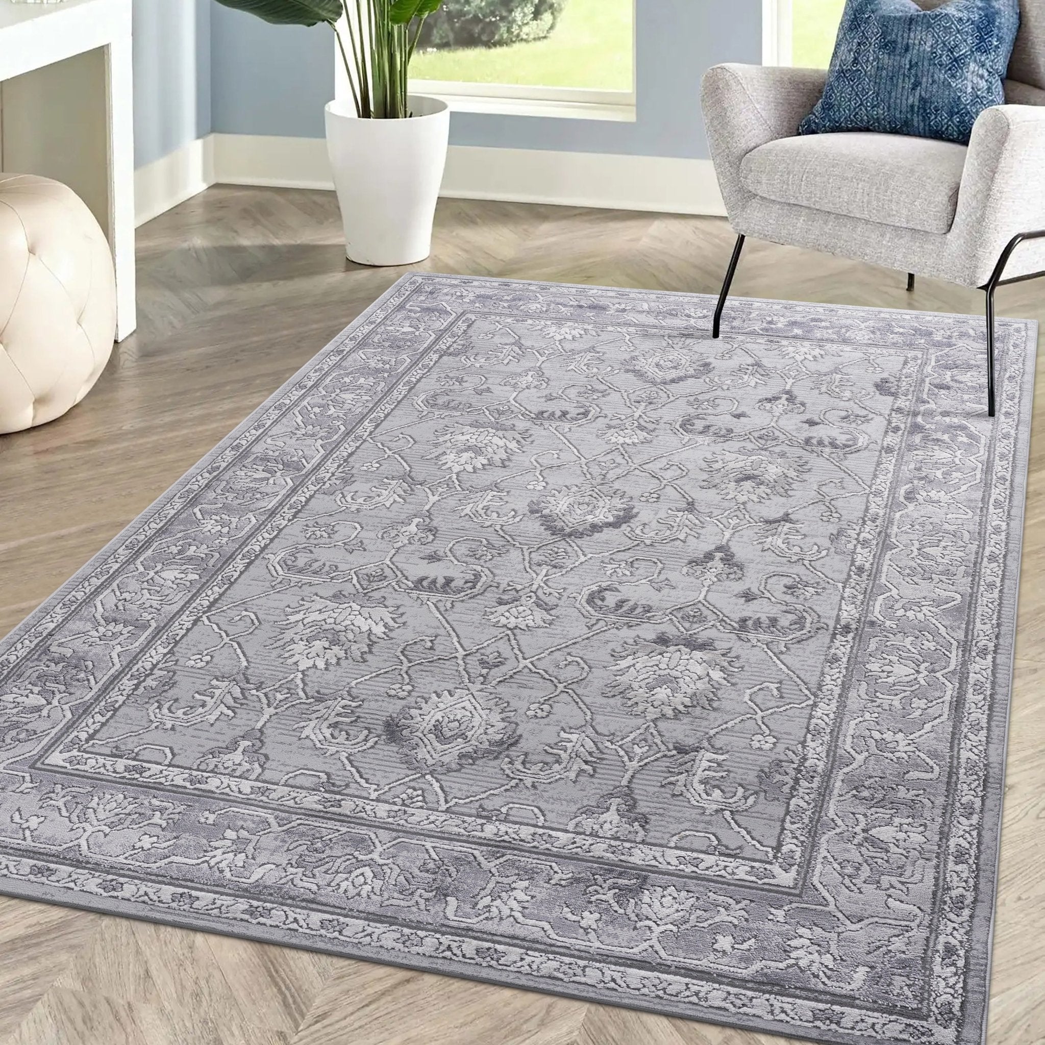 Marfi Ivory - Grey Rug Size 5'3'' x 7'6" | Mid in Mod | Houston TX | Best Furniture stores in Houston