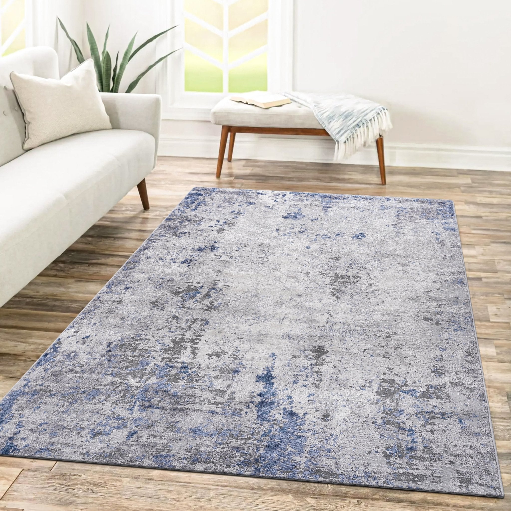 Marfi Silver-Blue Rug Size 5'3'' x 7'6" | Mid in Mod | Houston TX | Best Furniture stores in Houston