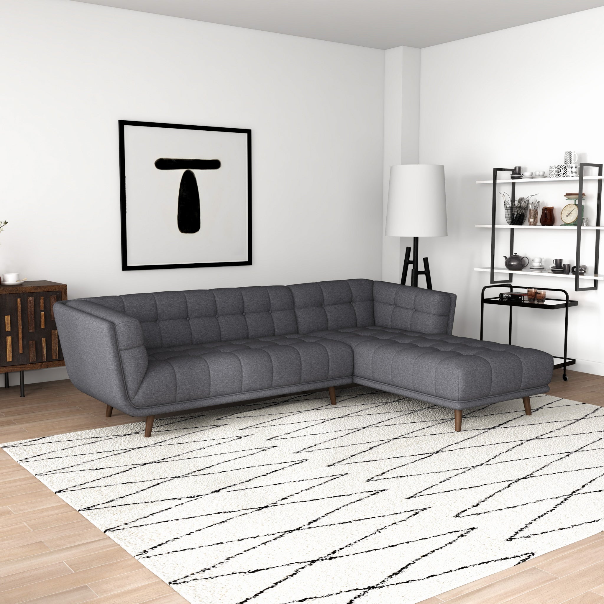 Kano Dark Gray Sectional Sofa Right Facing Chaise - MidinMod