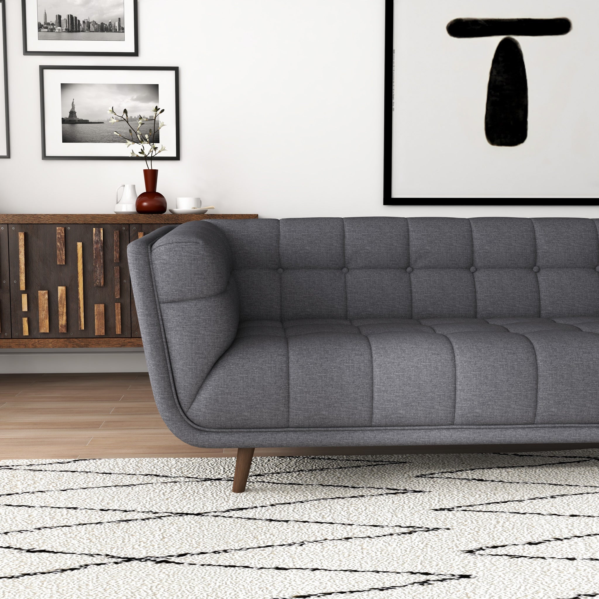 Kano Dark Gray Sectional Sofa Right Facing Chaise - MidinMod