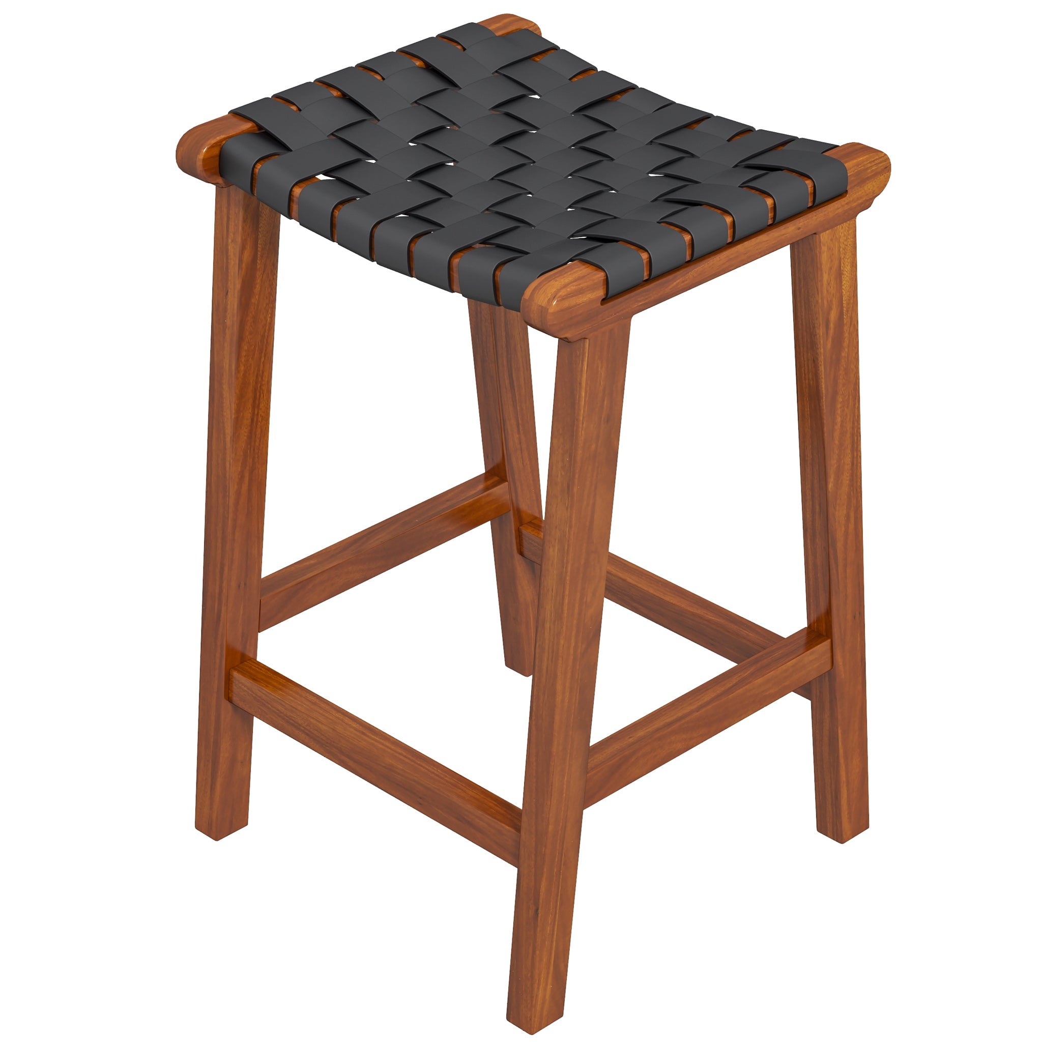 Andaman Black Leather Bar Stool - MidinMod