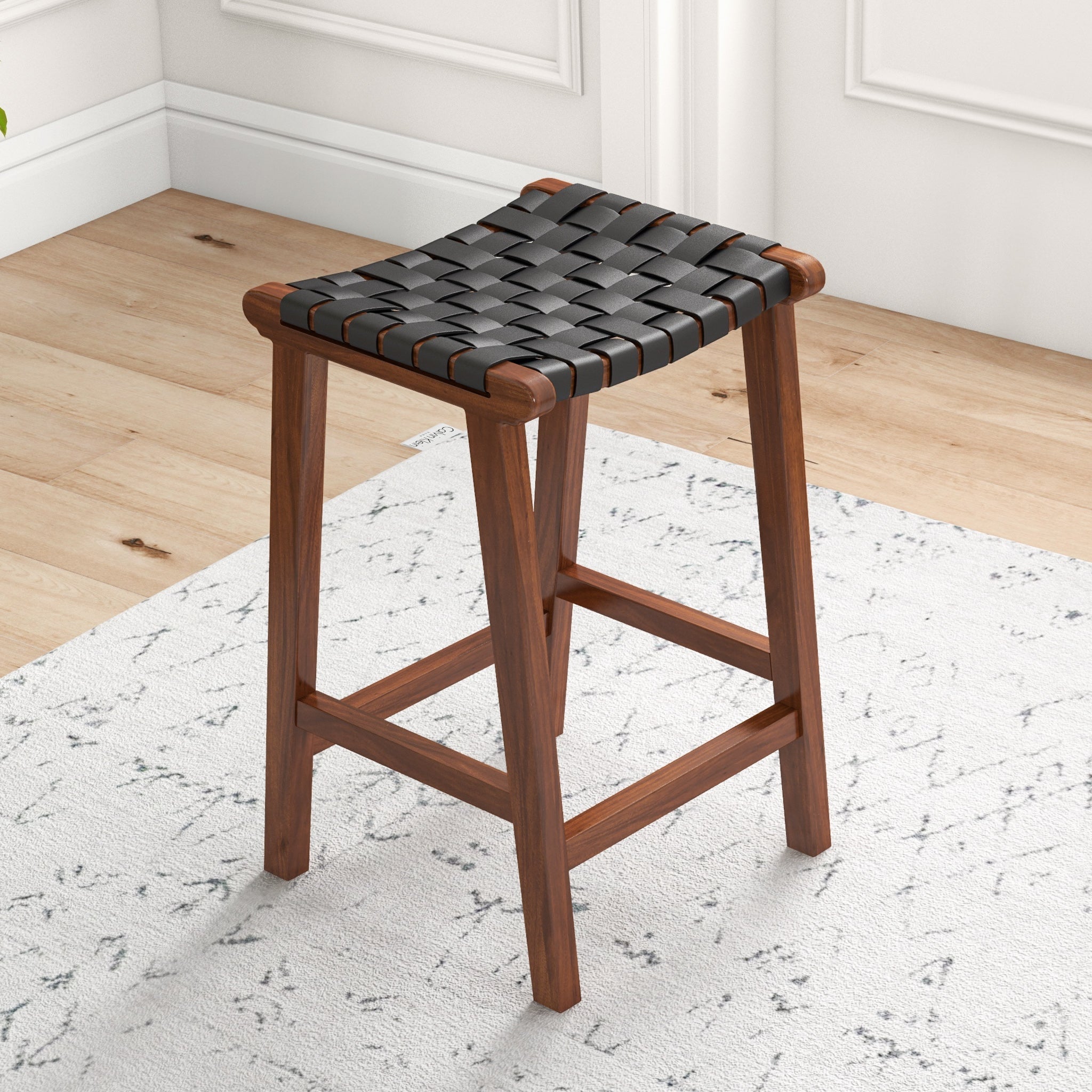 Andaman Black Leather Counter Stool - MidinMod