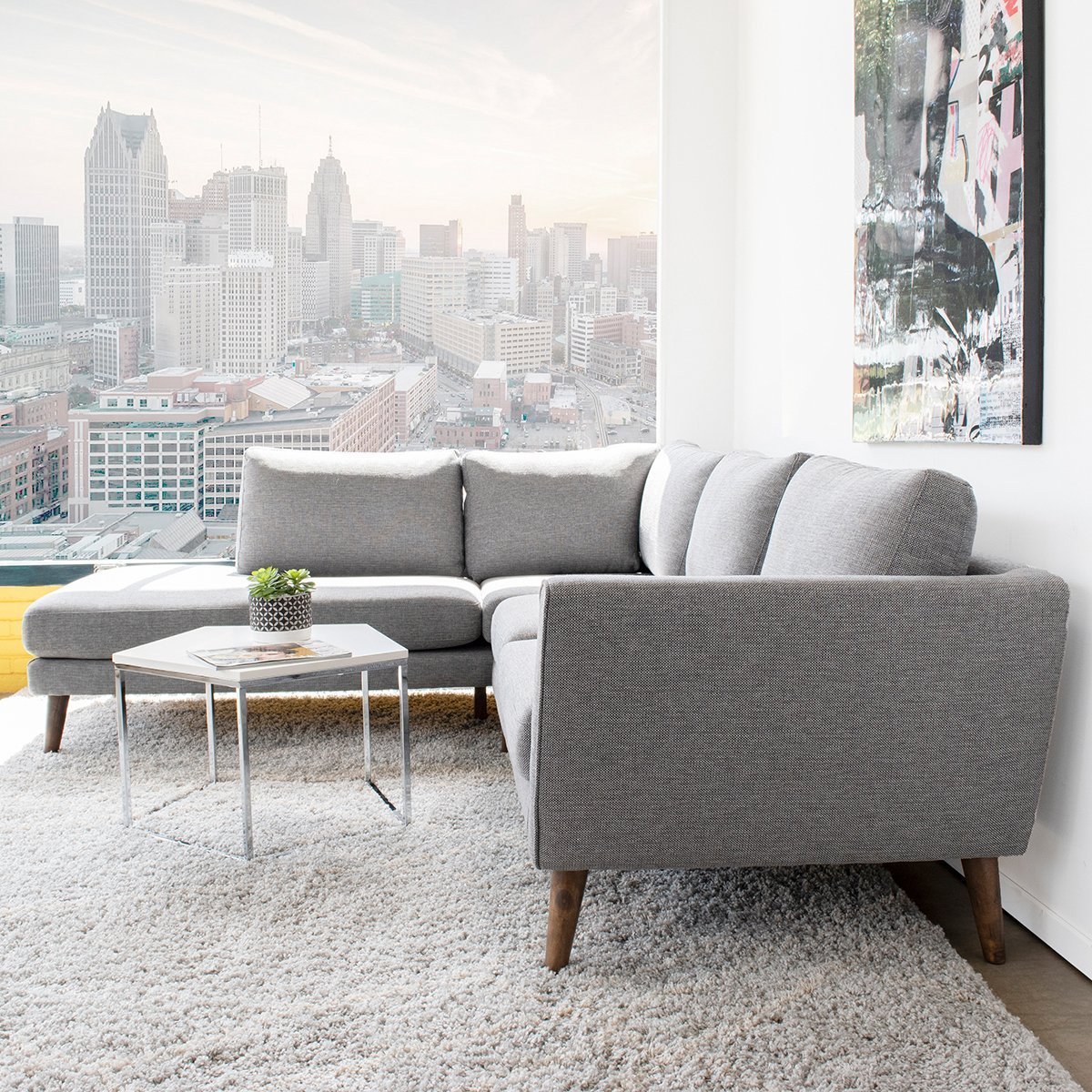 Bexley Grey Sectional Sofa Left Facing Chaise - MidinMod