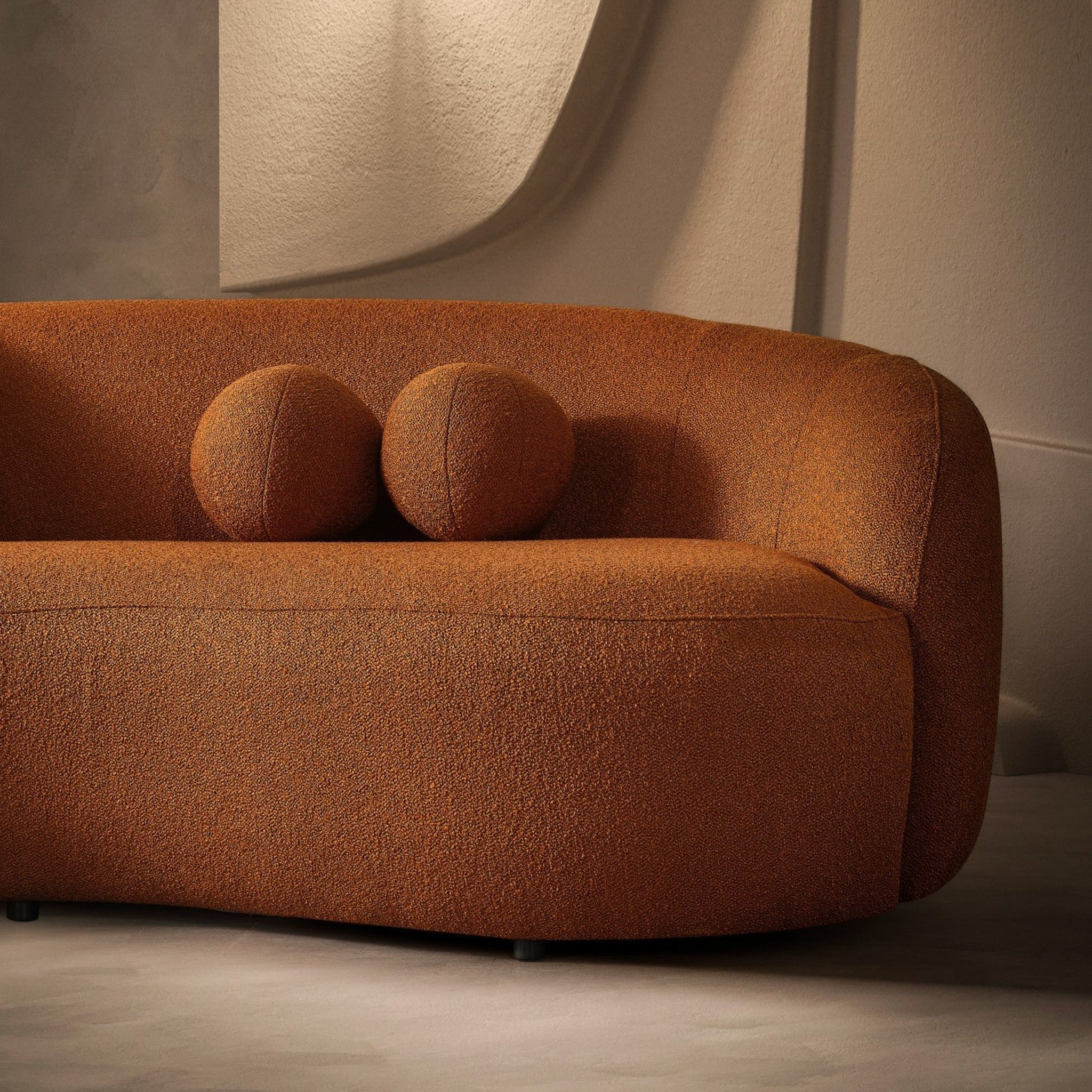 Blair Orange Boucle Japandi Sofa - MidinMod