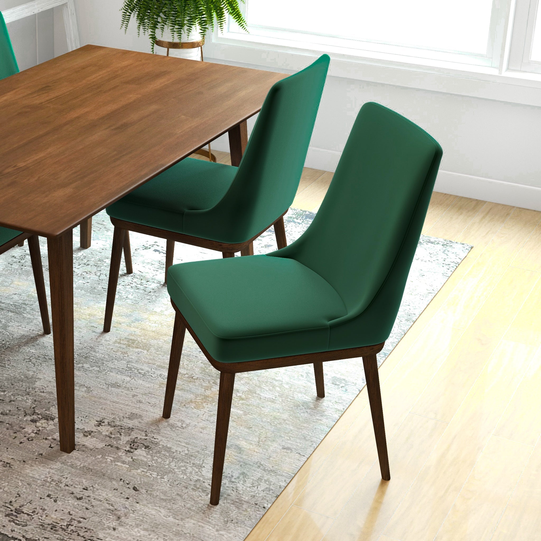 Brighton Dining Chair Emerald Green Velvet Set of 2 - MidinMod