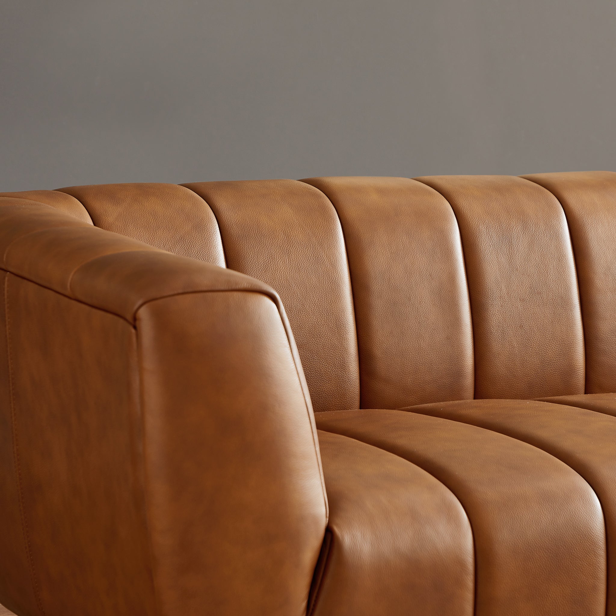 Clodine Cognac Leather Sofa - MidinMod