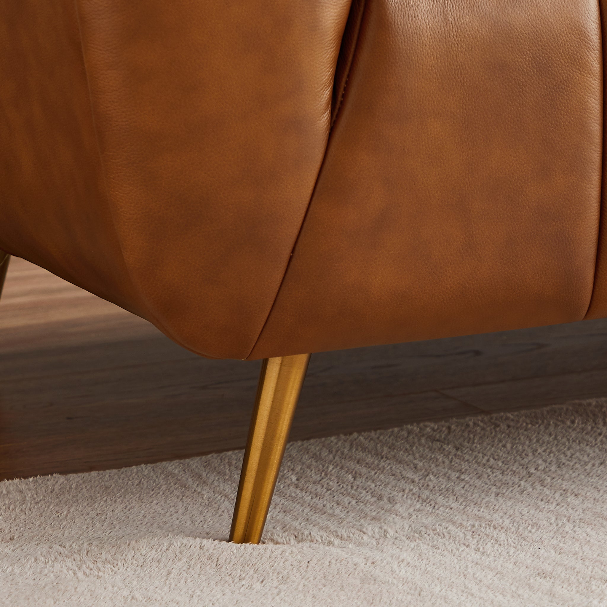 Clodine Cognac Leather Sofa - MidinMod
