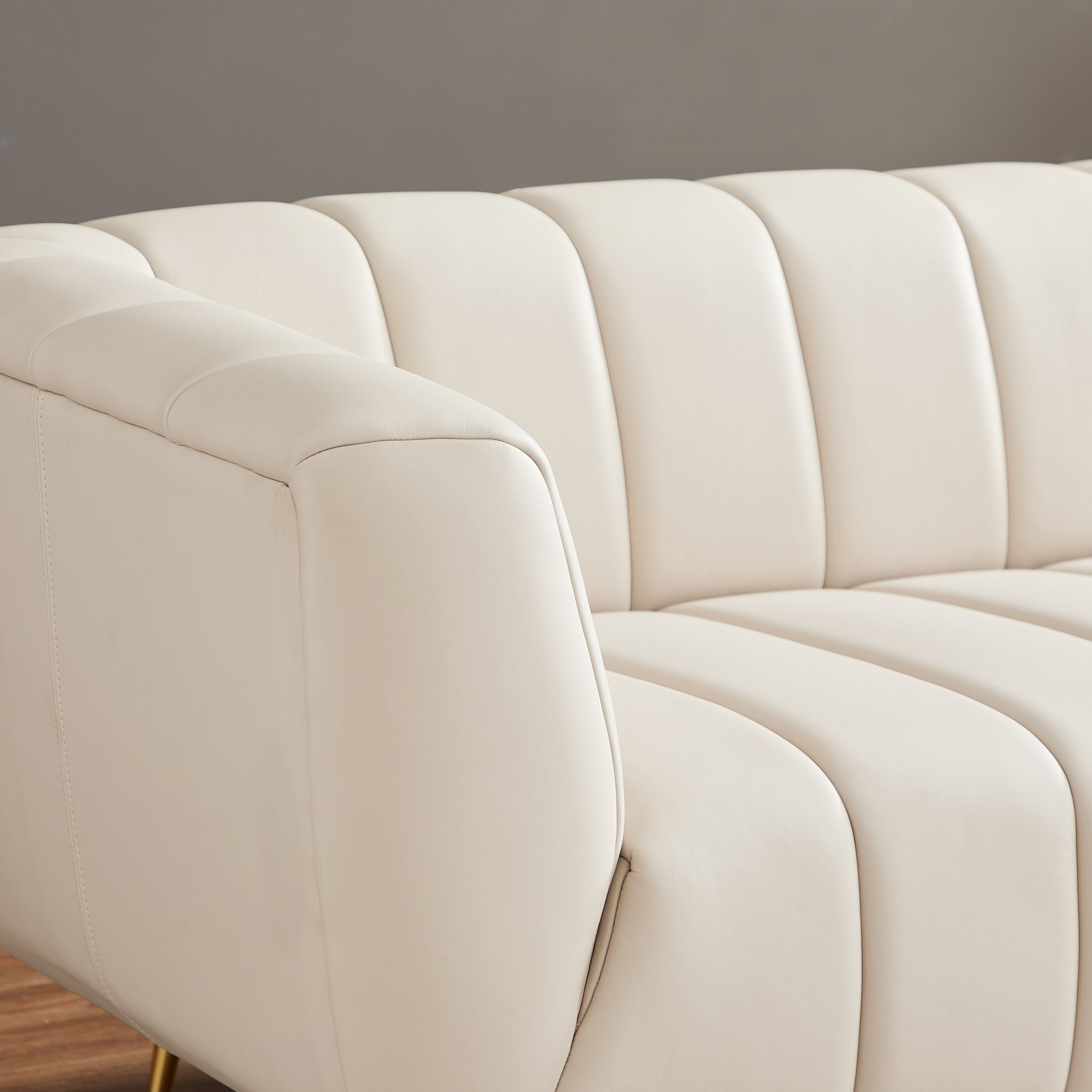 Clodine Cream Leather Sofa - MidinMod