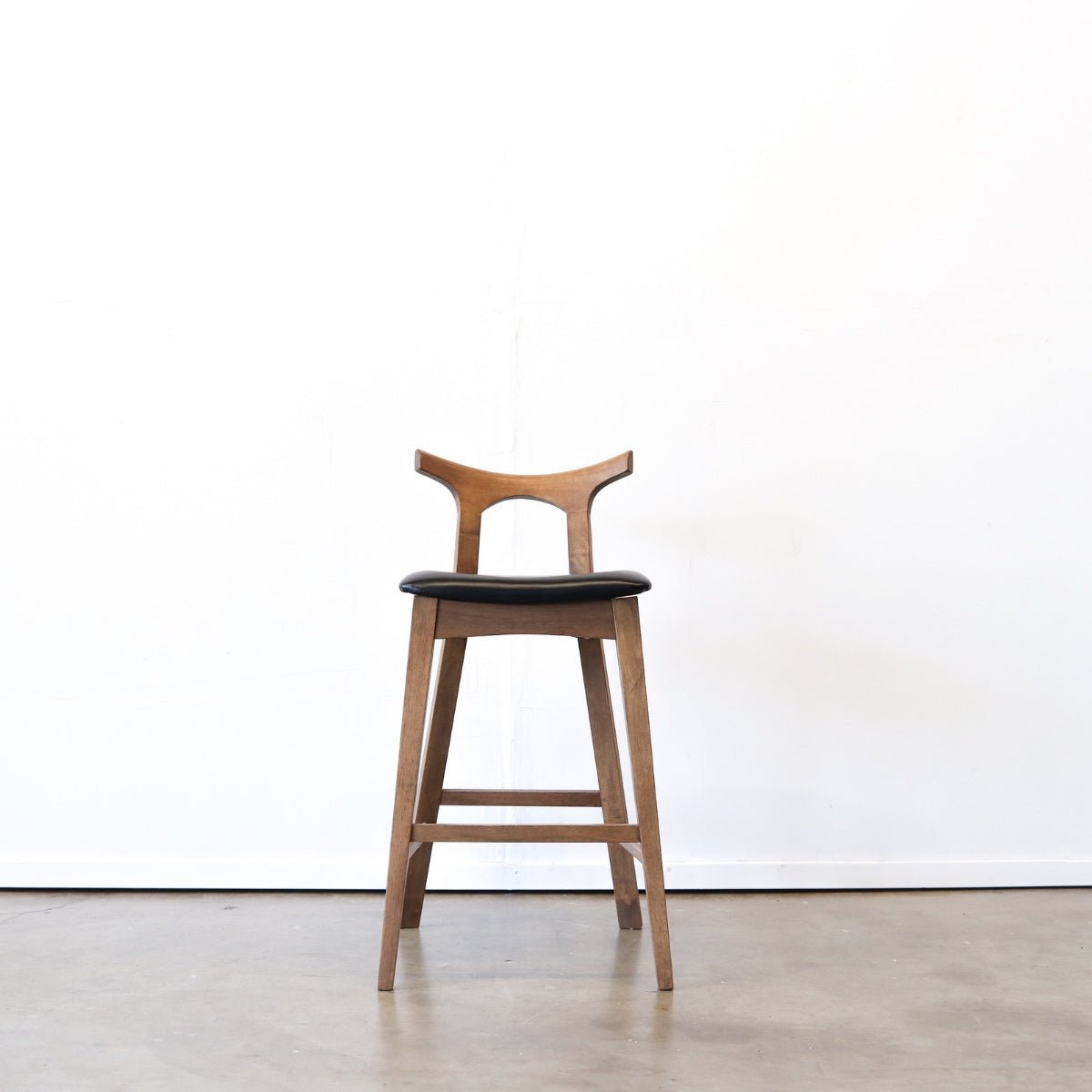 Dora 25" Black Leather Counter Stool Set of 2 - MidinMod