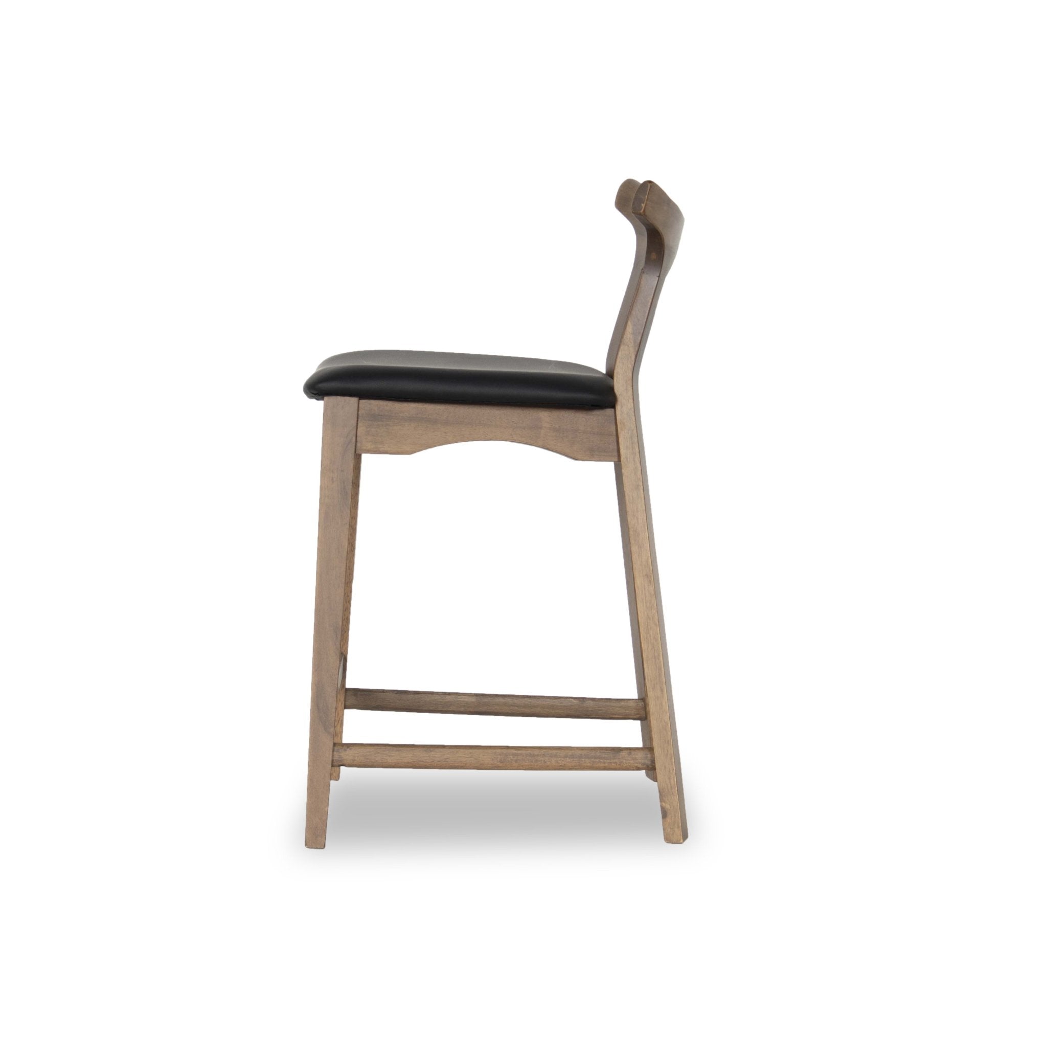 Dora 25" Black Leather Counter Stool Set of 2 - MidinMod