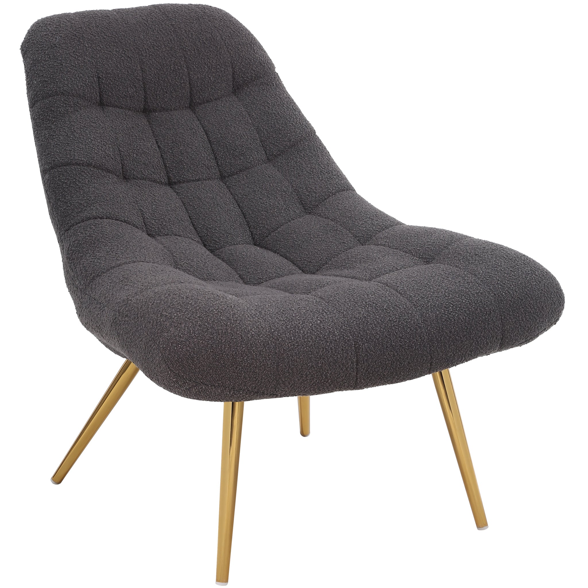 Edna Mid-Century Modern Grey Boucle Lounge Chair with Gold Base | MidinMod
