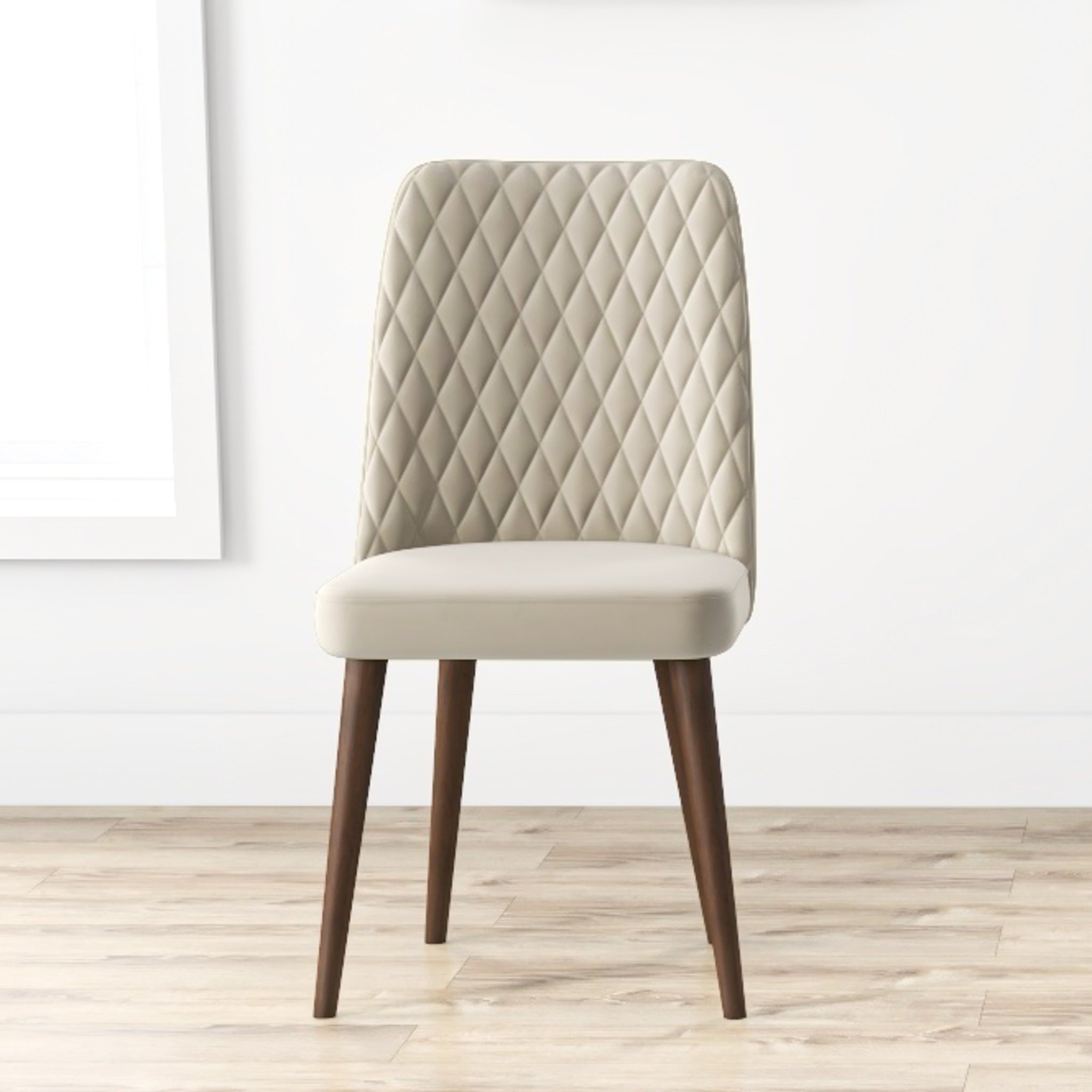 Evette Mid Century Modern Beige Dining Chair Set of 2 - MidinMod