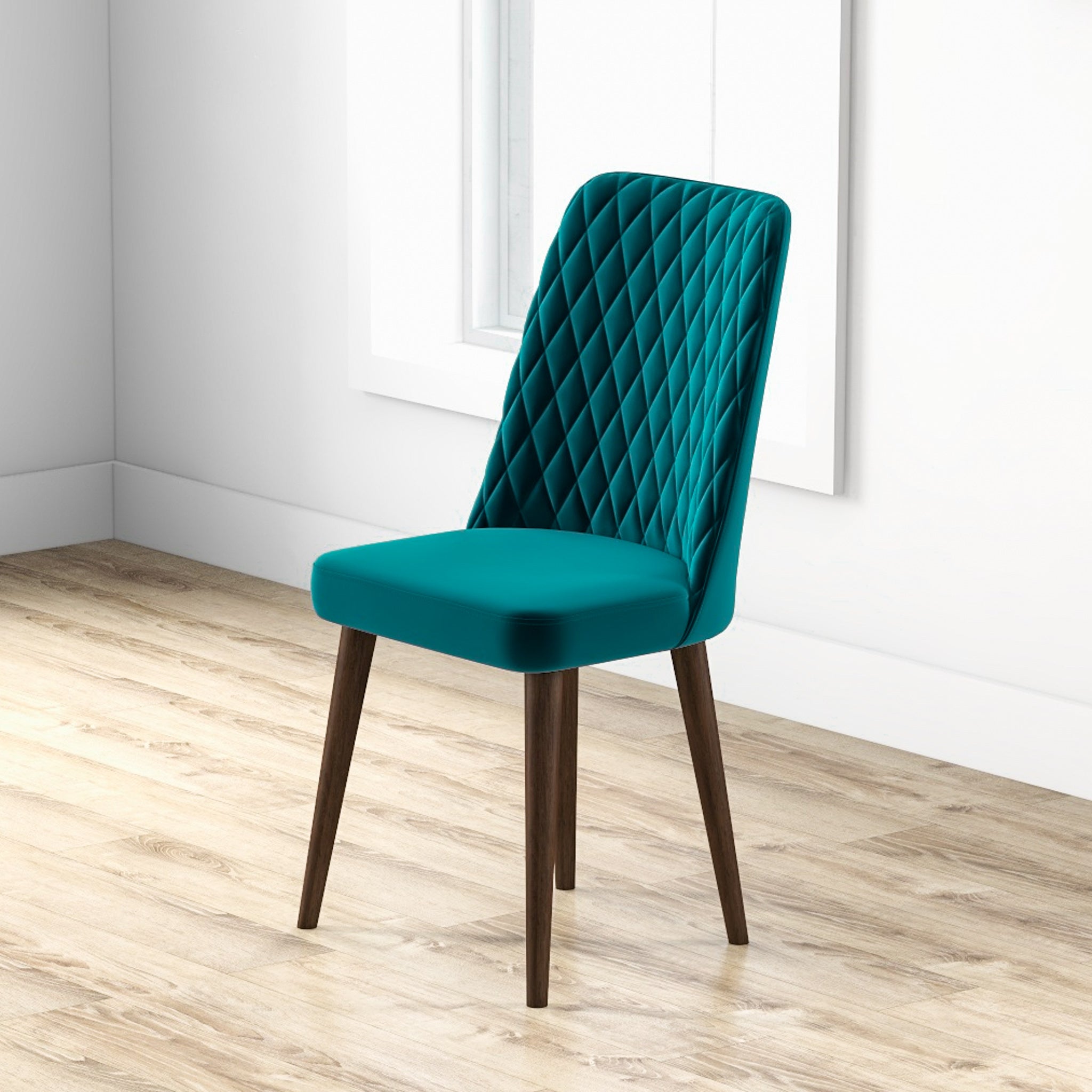 Evette Mid Century Modern Teal Dining Chair Set of 2 - MidinMod