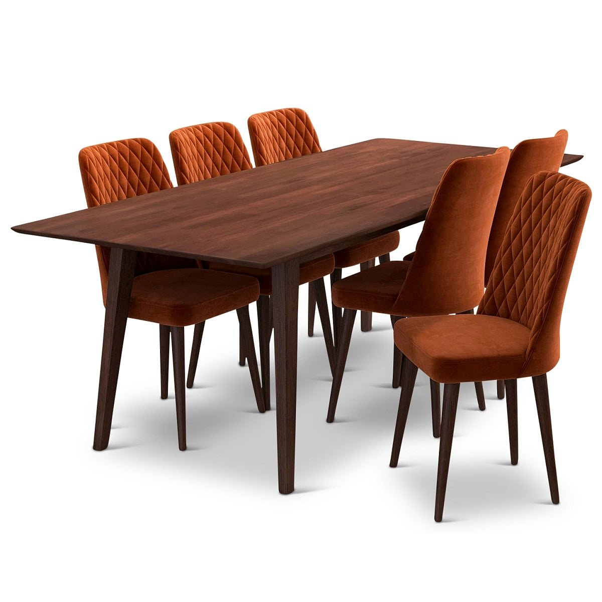 Evette Mid Century Modern Burnt Orange Dining Chair Set of 2 - MidinMod