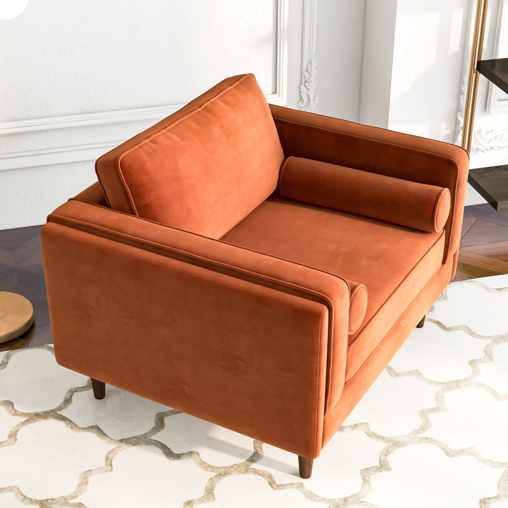 Fordham Burnt Orange Velvet Lounge Chair - MidinMod
