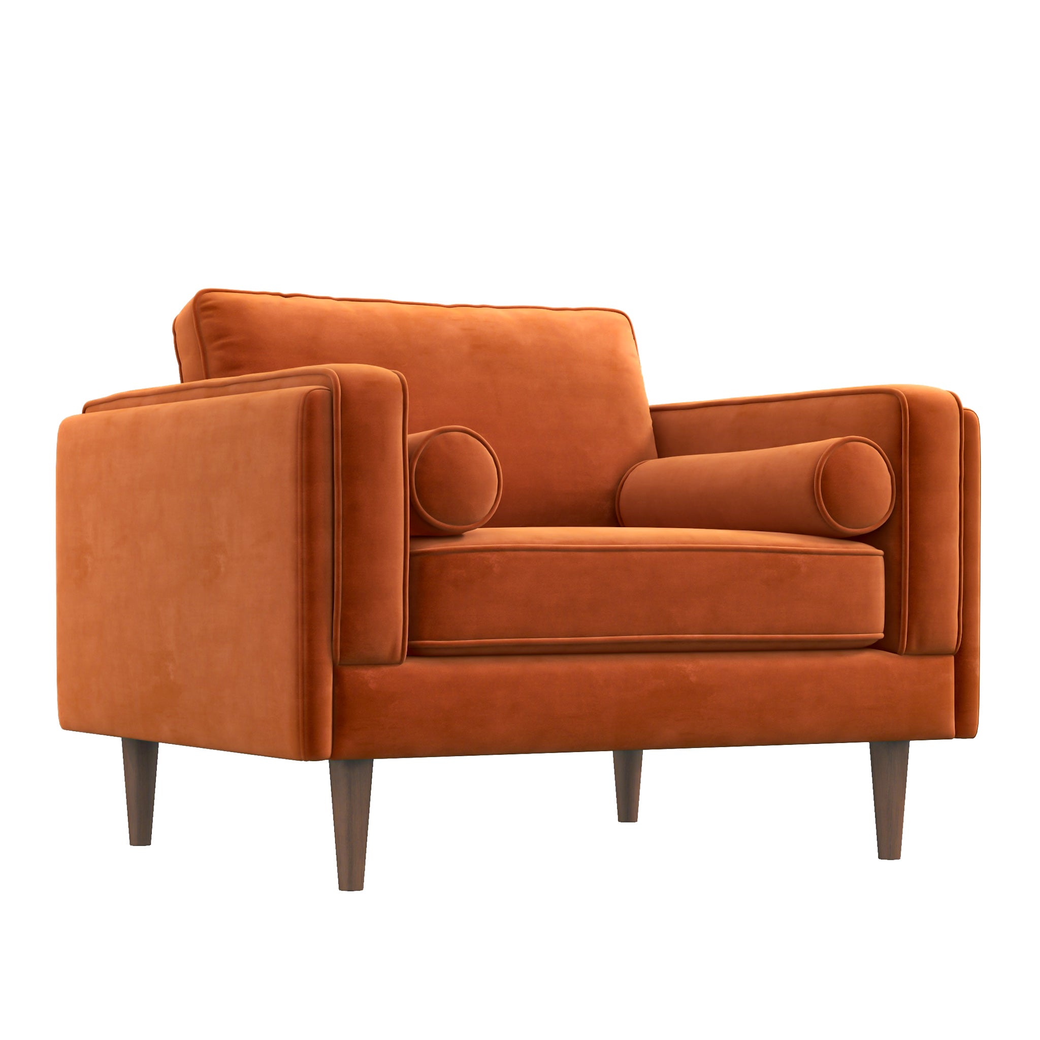 Fordham Burnt Orange Velvet Lounge Chair - MidinMod