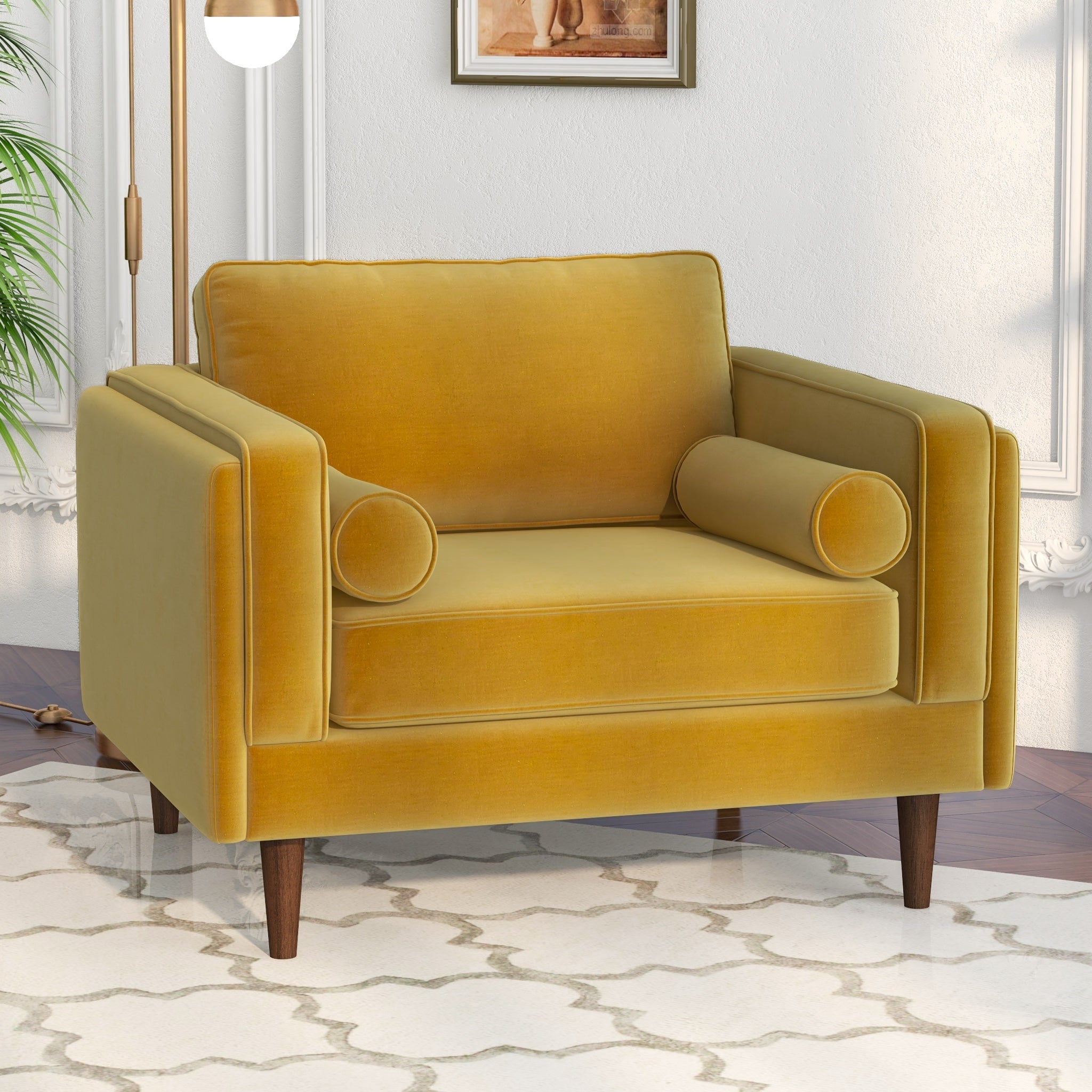 Fordham Gold Velvet Lounge Chair - MidinMod