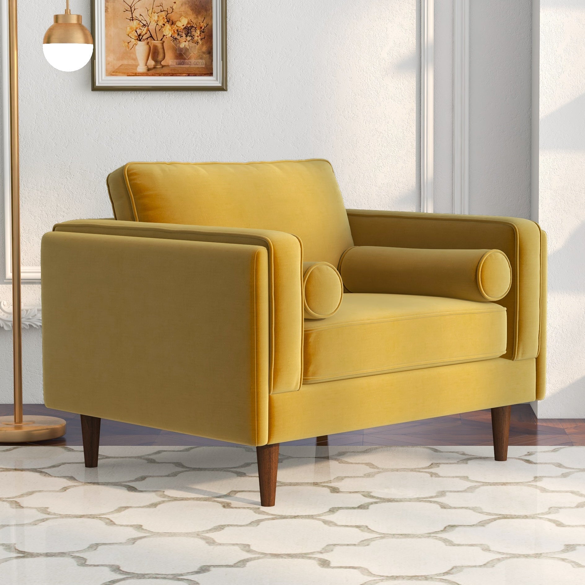 Fordham Gold Velvet Lounge Chair - MidinMod