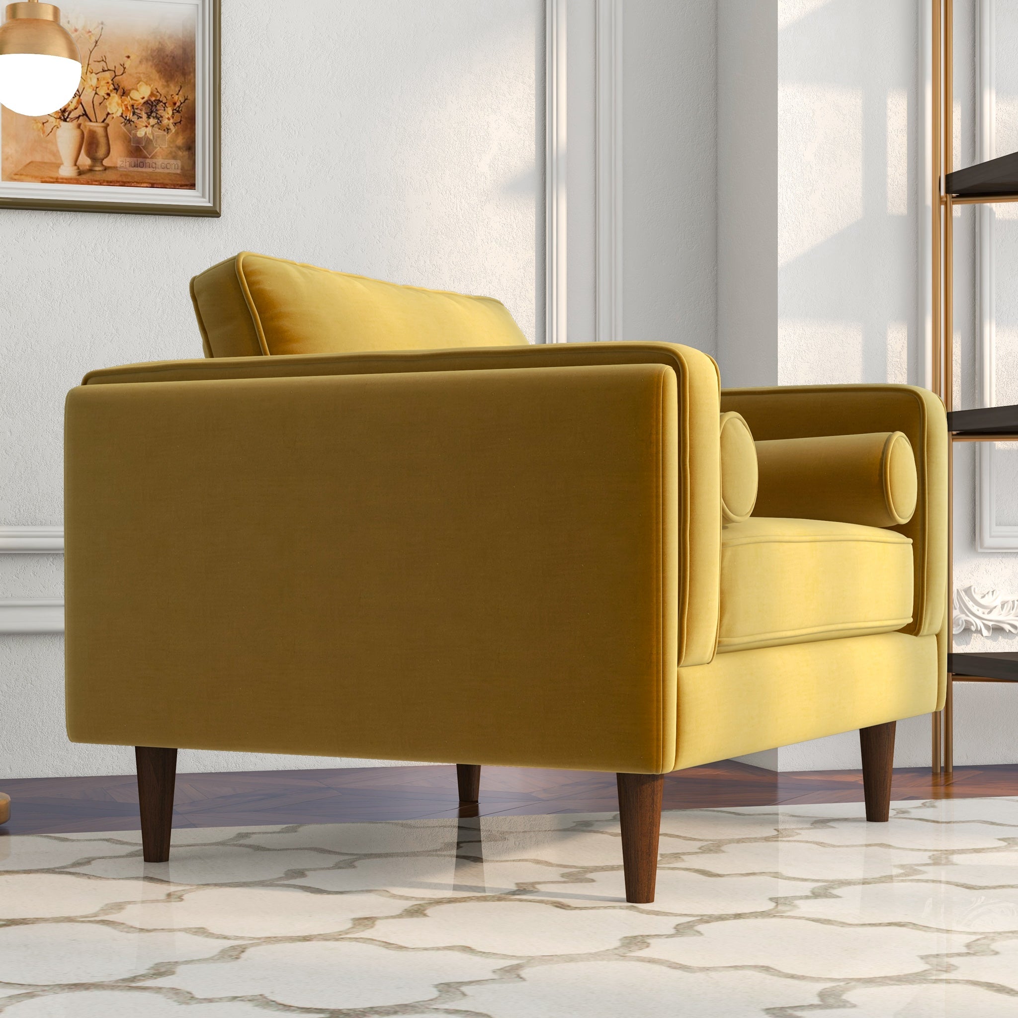 Fordham Gold Velvet Lounge Chair - MidinMod