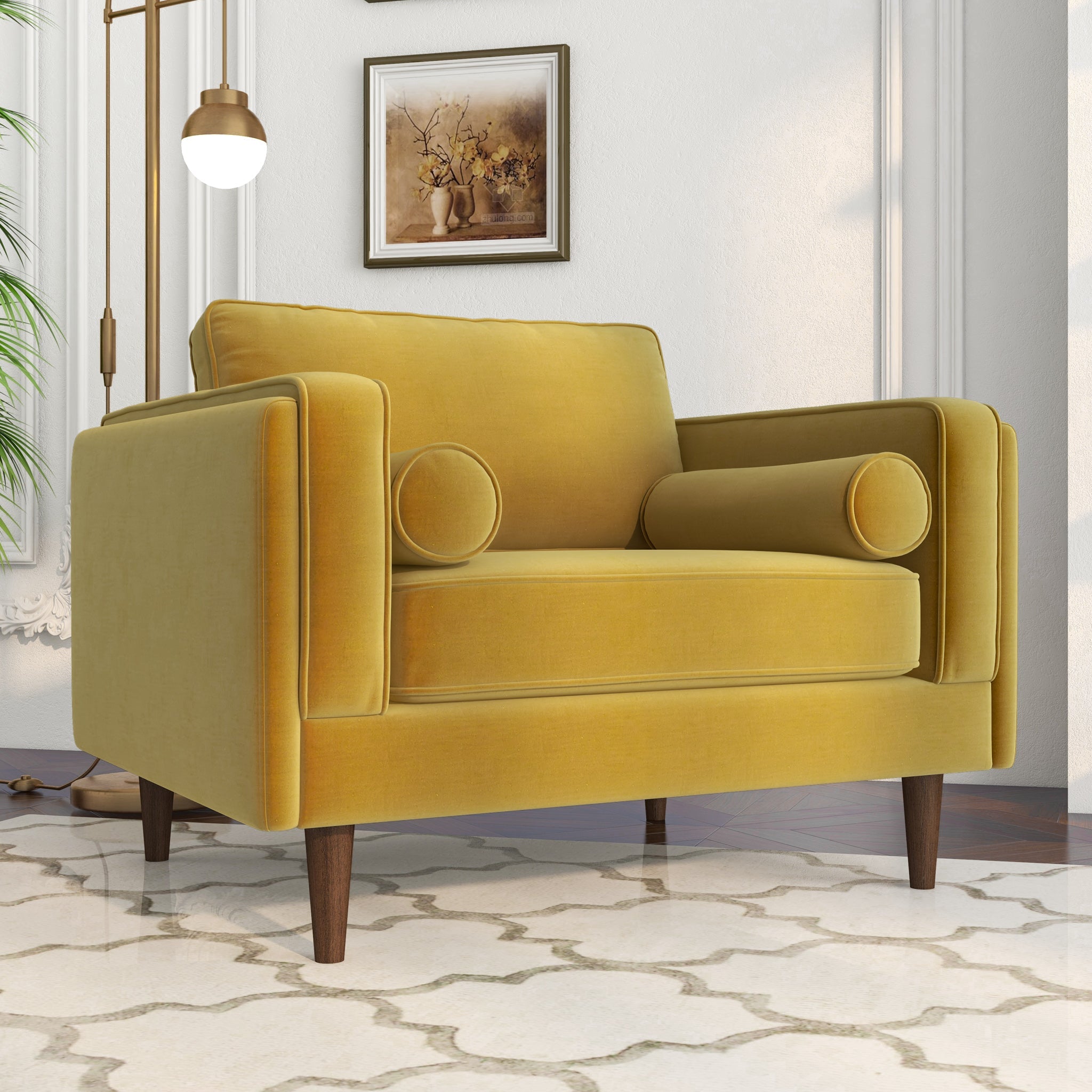 Fordham Gold Velvet Lounge Chair - MidinMod
