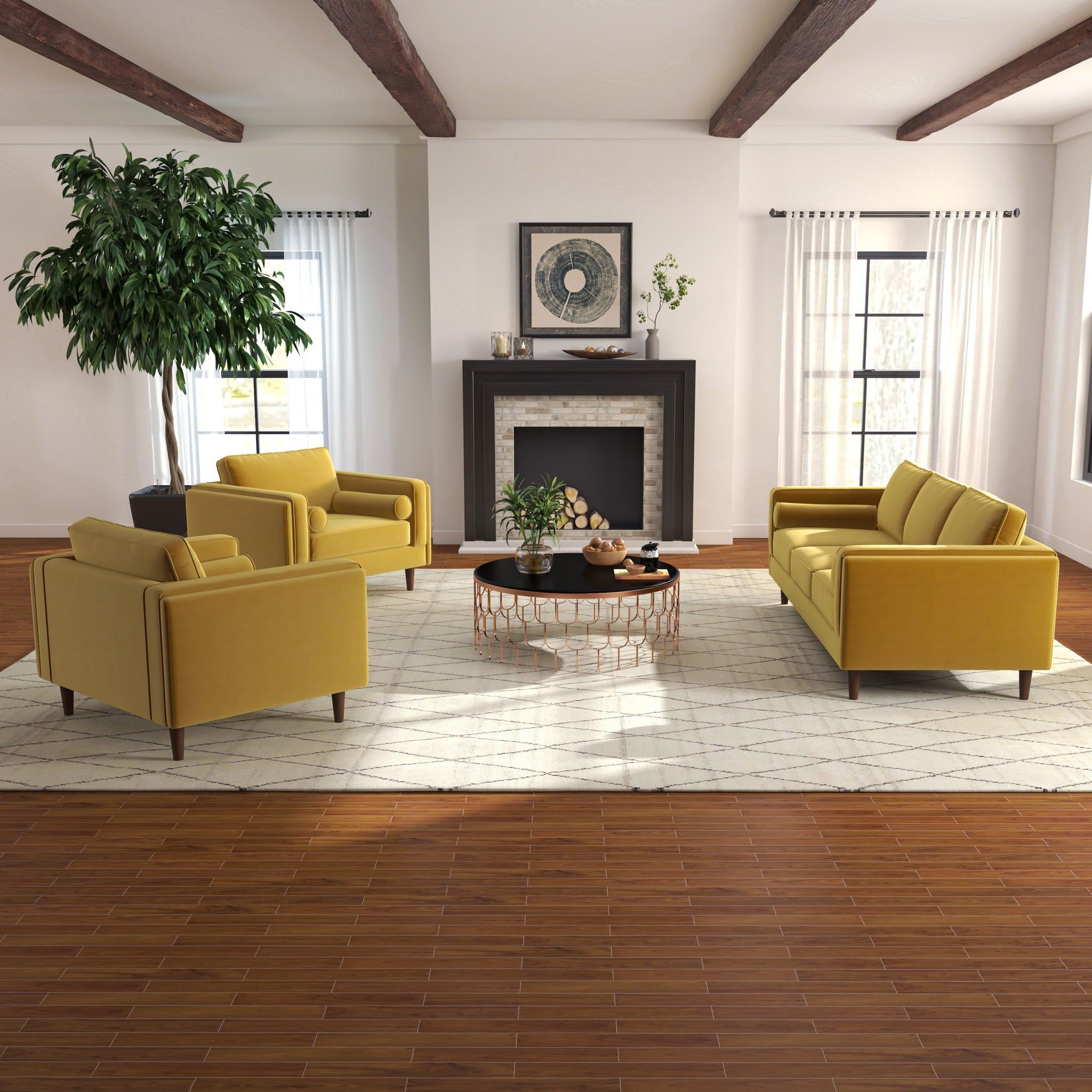 Fordham Gold Velvet Lounge Chair - MidinMod