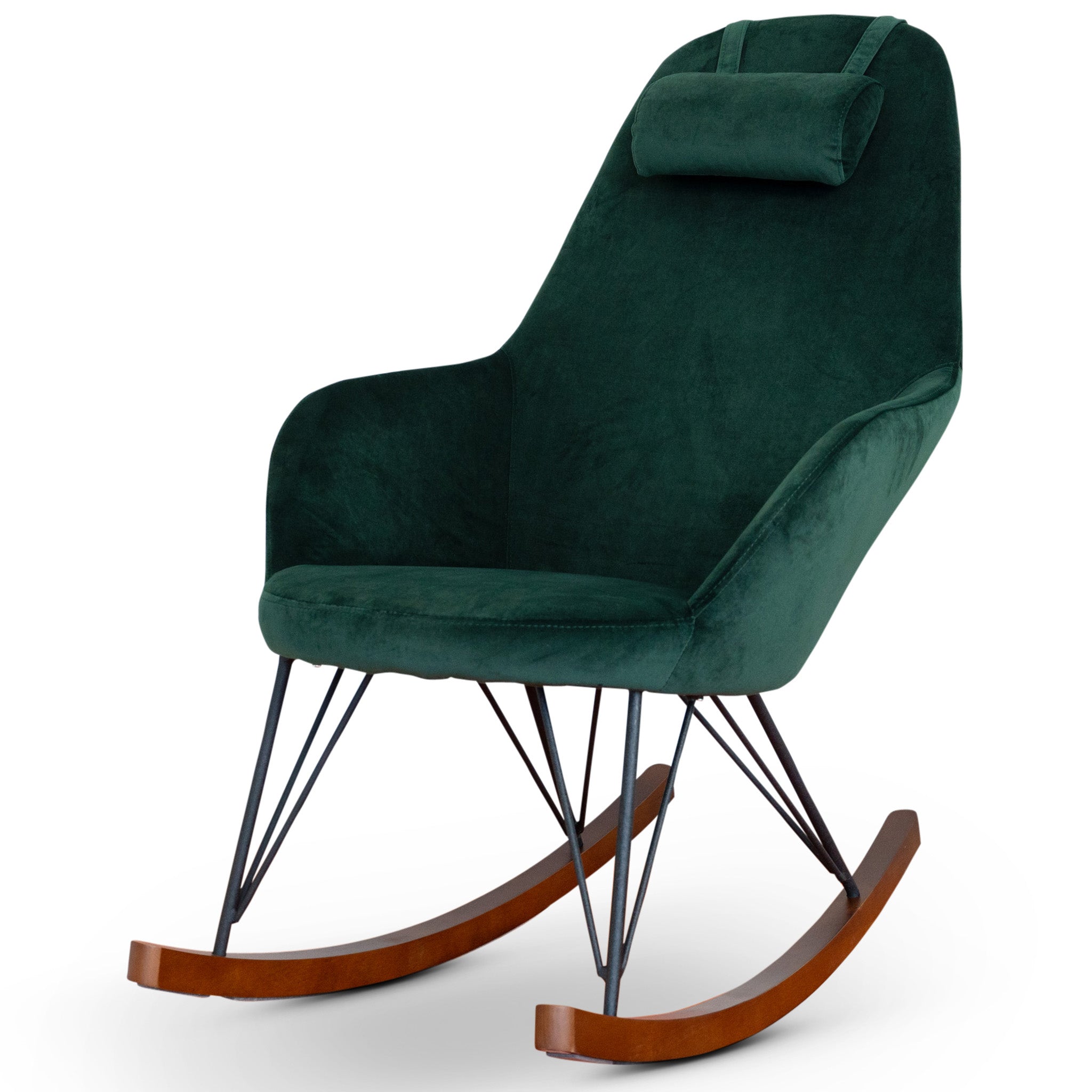 Ingrid Green Velvet Rocking Chair | Mid-Century Modern High Back Rocker | MidinMod