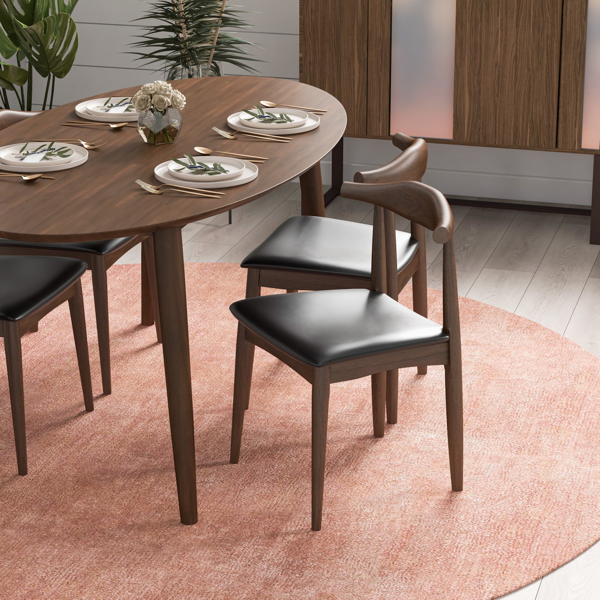 Juliet Dining Chair Black Vegan Leather Set of 2 - MidinMod