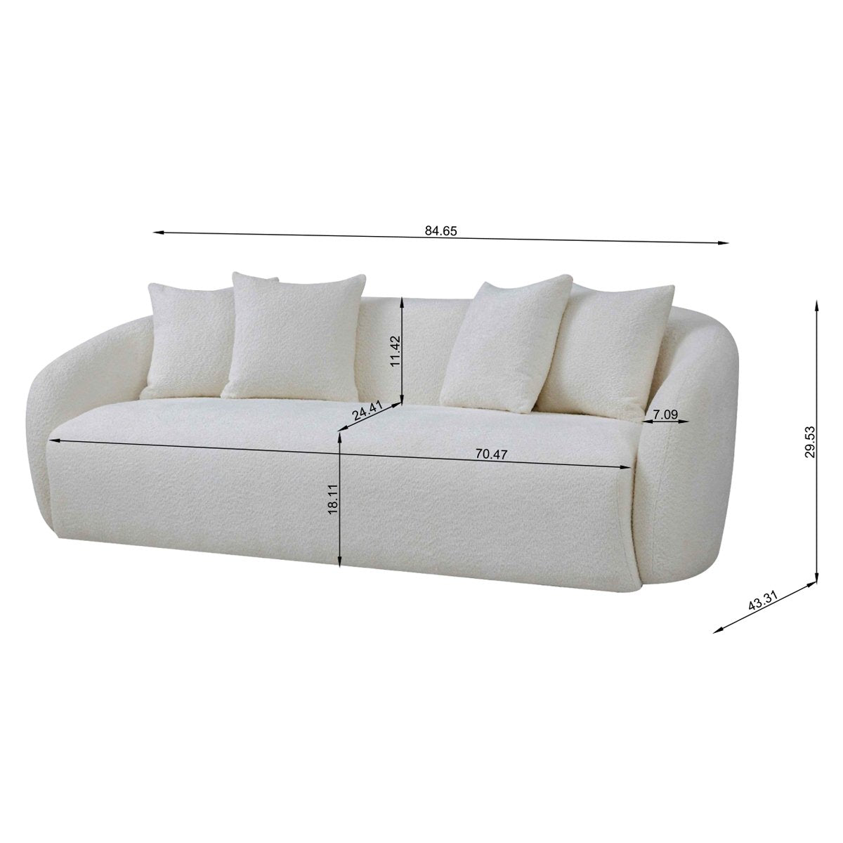 Lidia Ivory Boucle Japandi Style Sofa - MidinMod