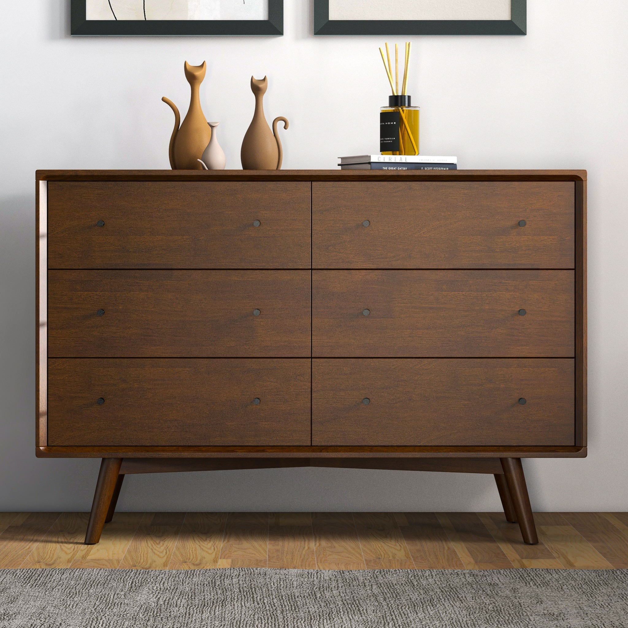 Noak Mid Century Modern Dresser 6 Drawer Walnut - MidinMod