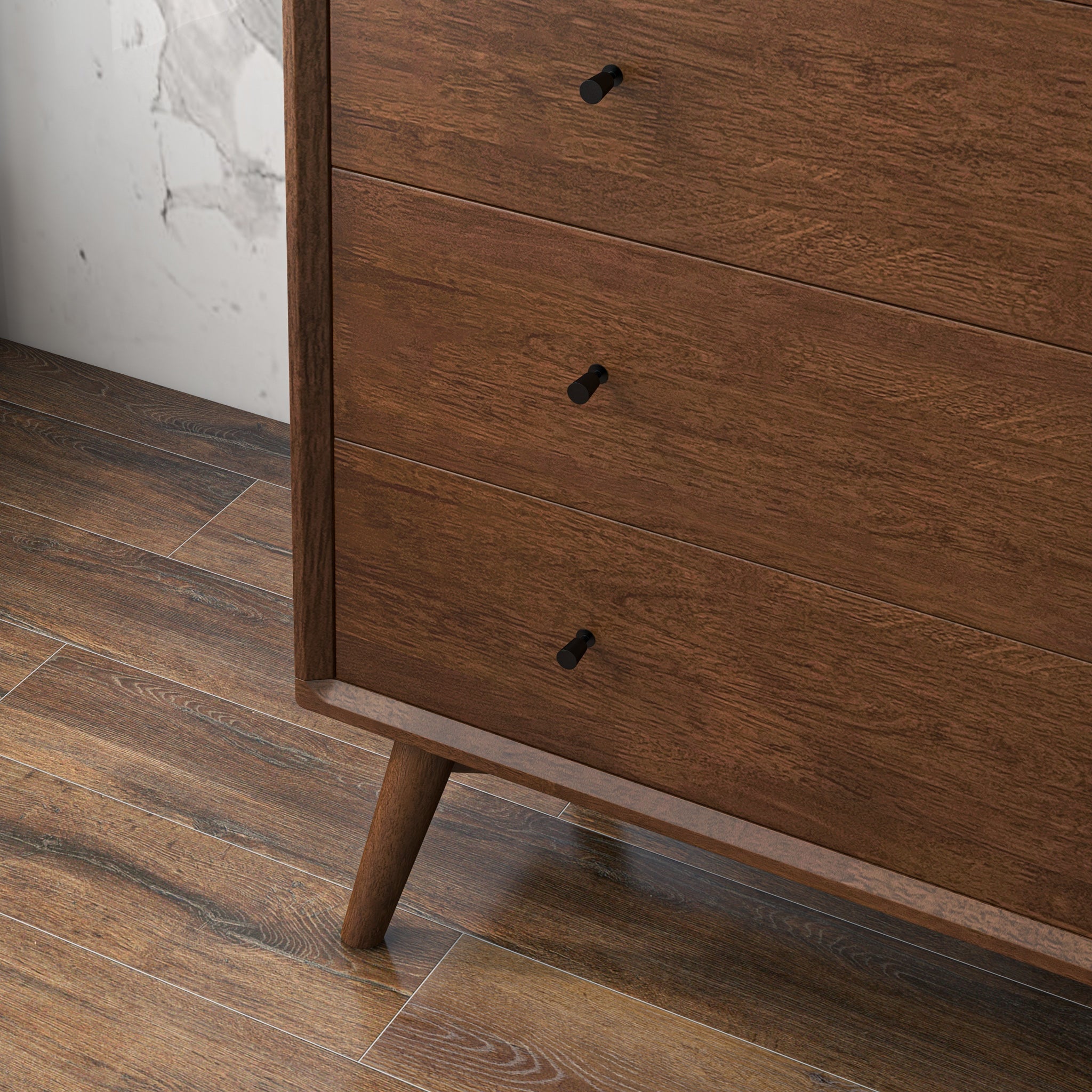 Noak Mid Century Modern Dresser 5 Drawers Walnut - MidinMod