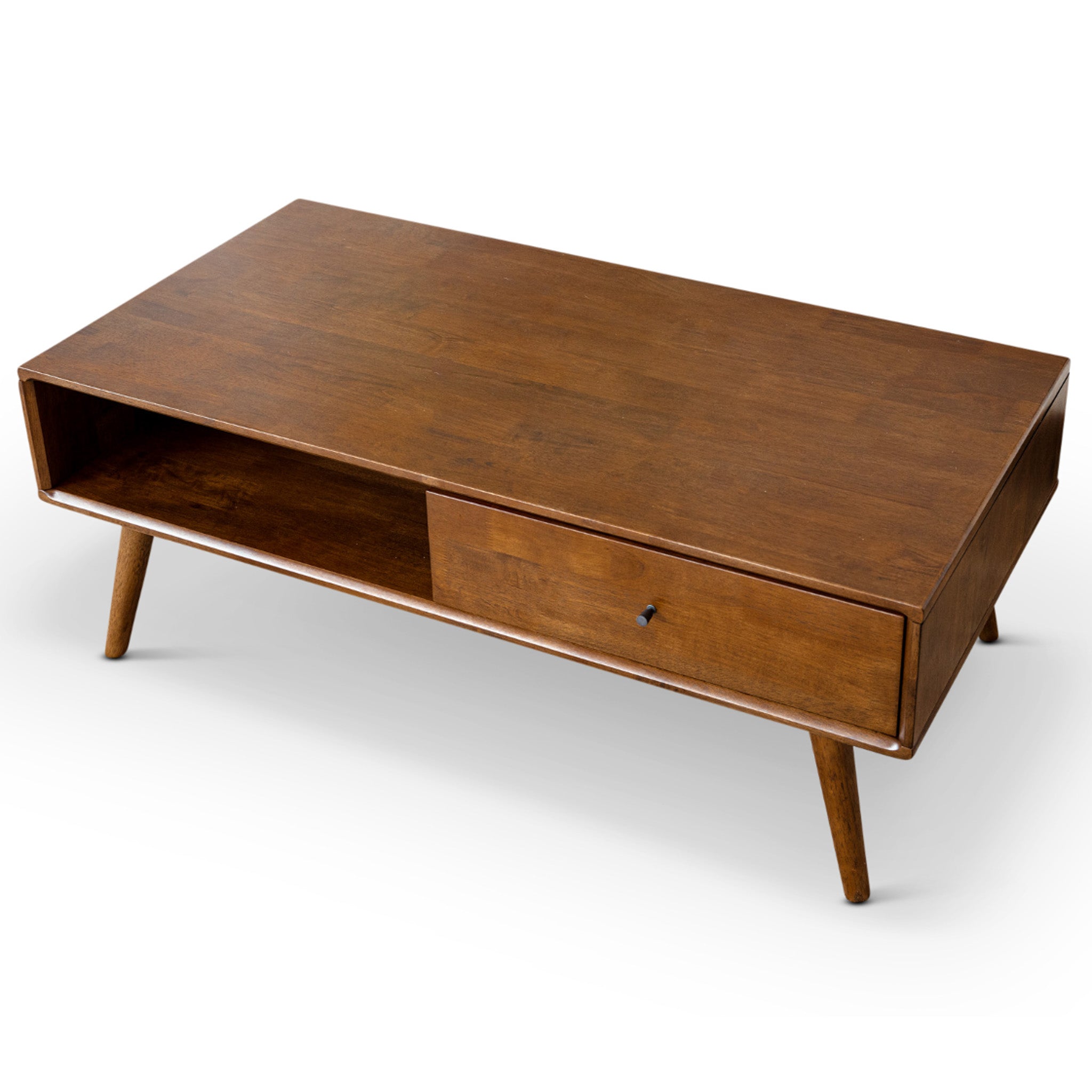 Noak Walnut Finish Coffee Table | Solid Teak Wood Accent Table | MidinMod