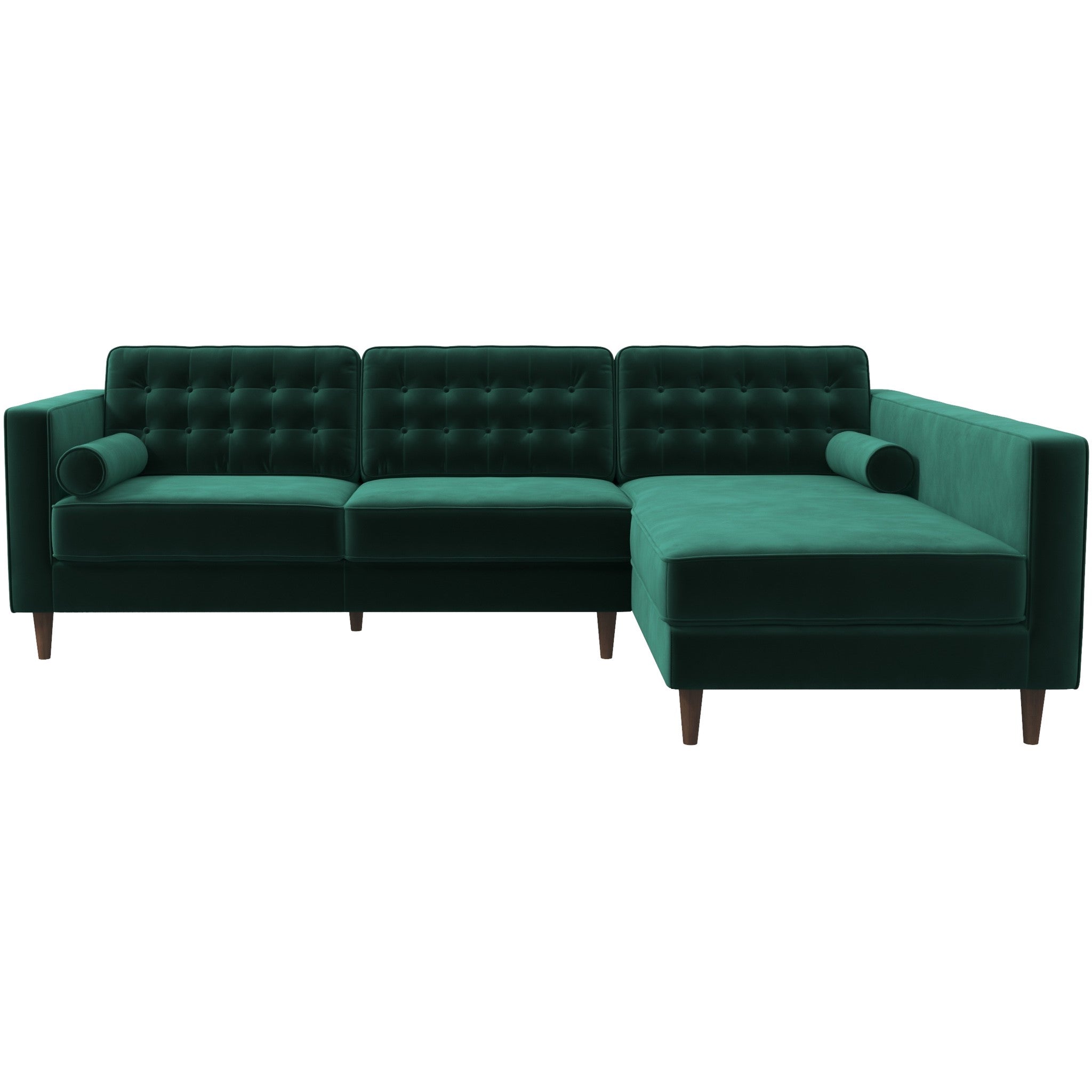 Olson Green Velvet Sectional Sofa Right Chaise - MidinMod