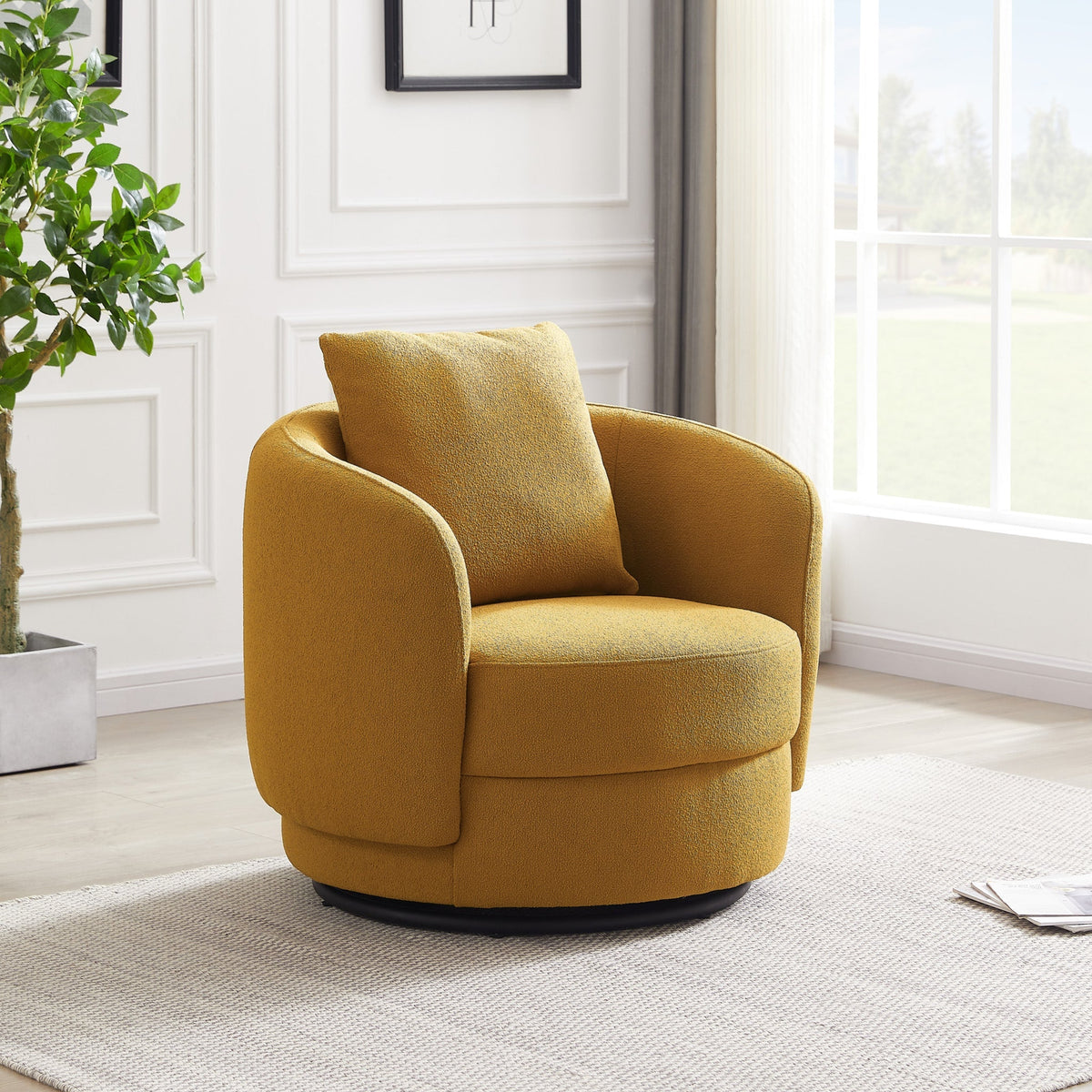 Perth Gold Boucle Lounge Chair - MidinMod