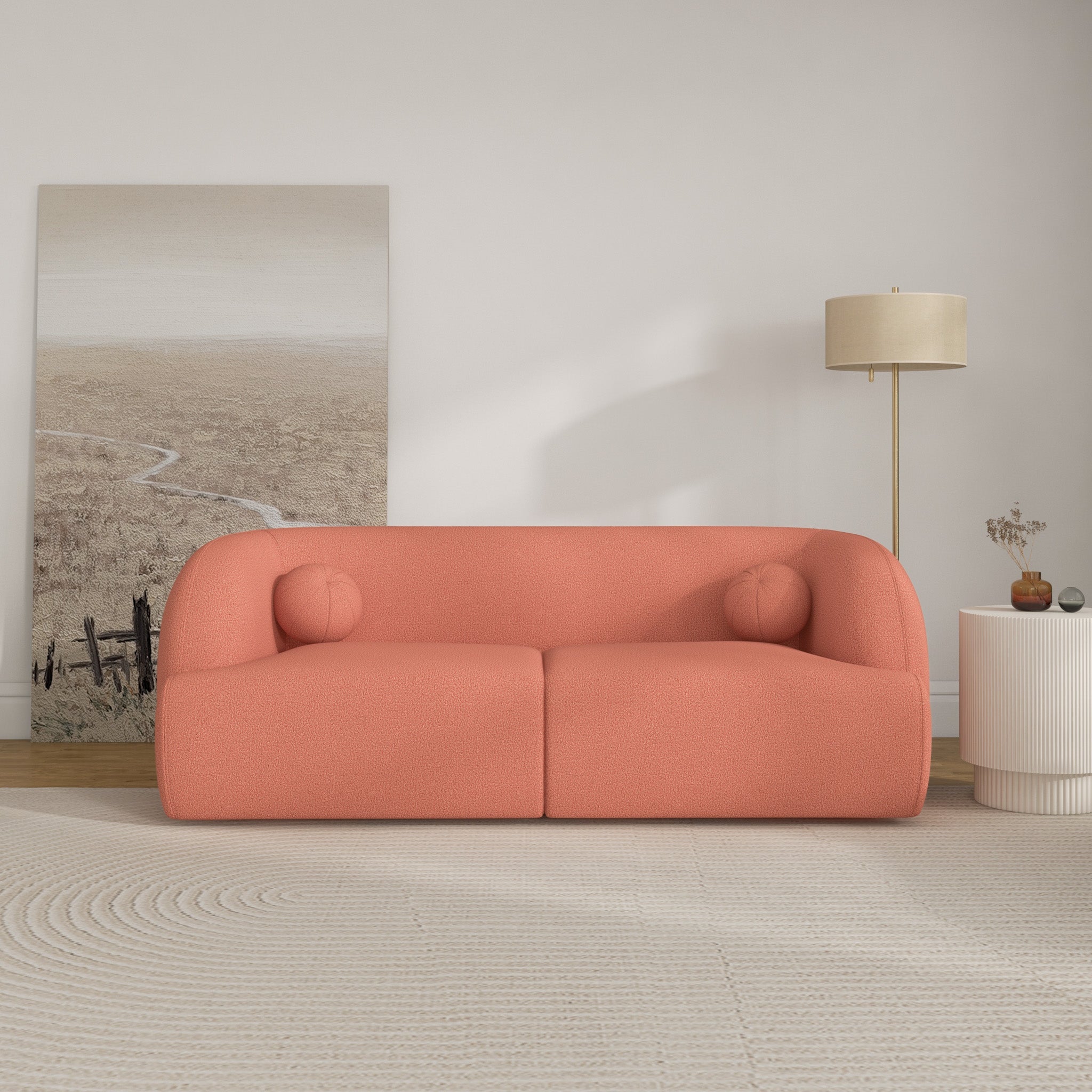 Quinn Pink Boucle Sofa - MidinMod