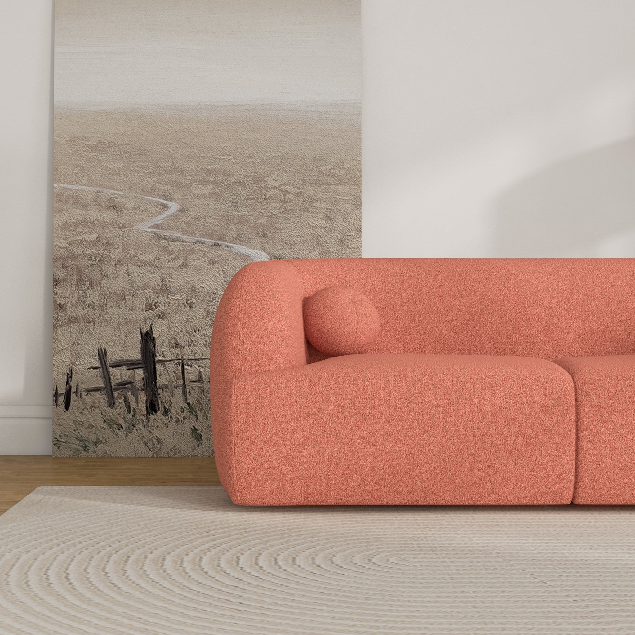 Quinn Pink Boucle Sofa - MidinMod