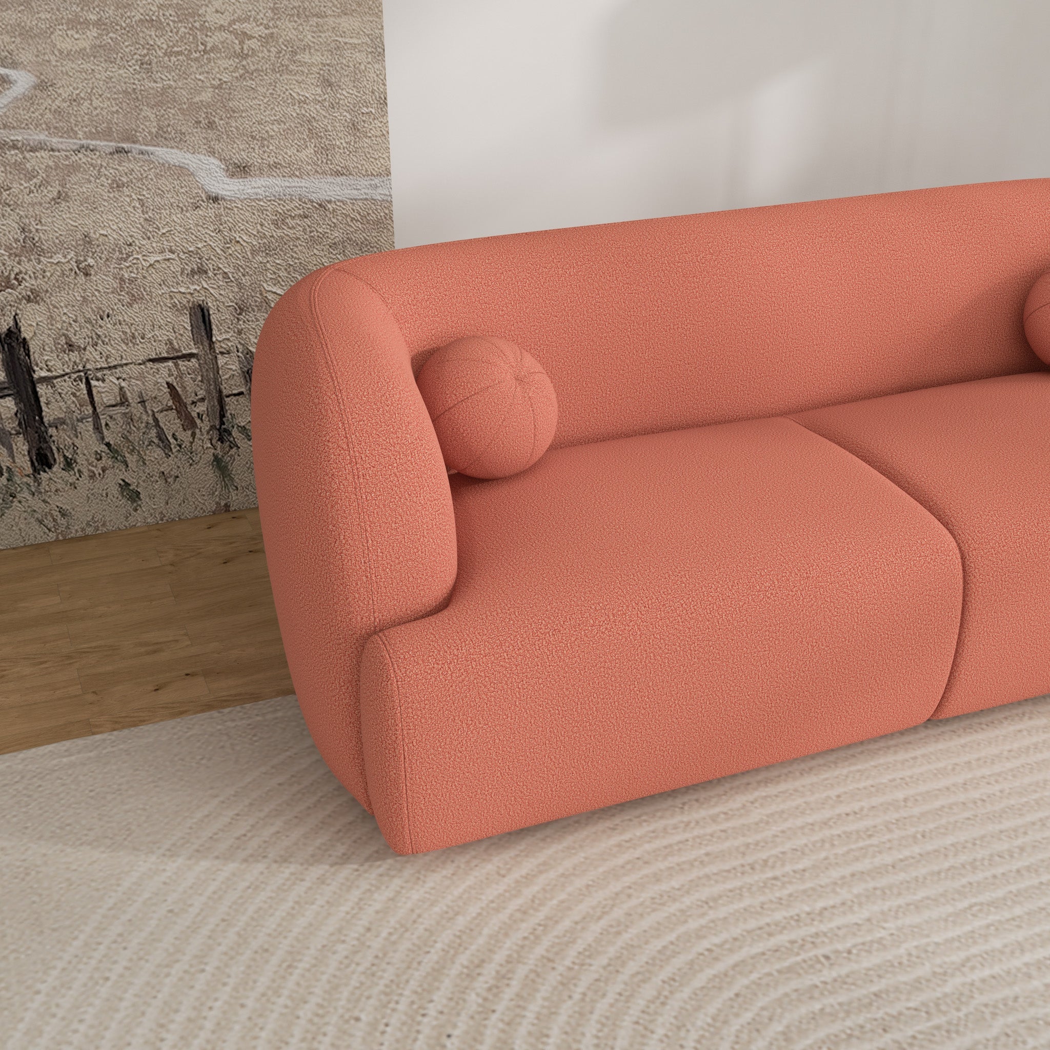 Quinn Pink Boucle Sofa  - MidinMod