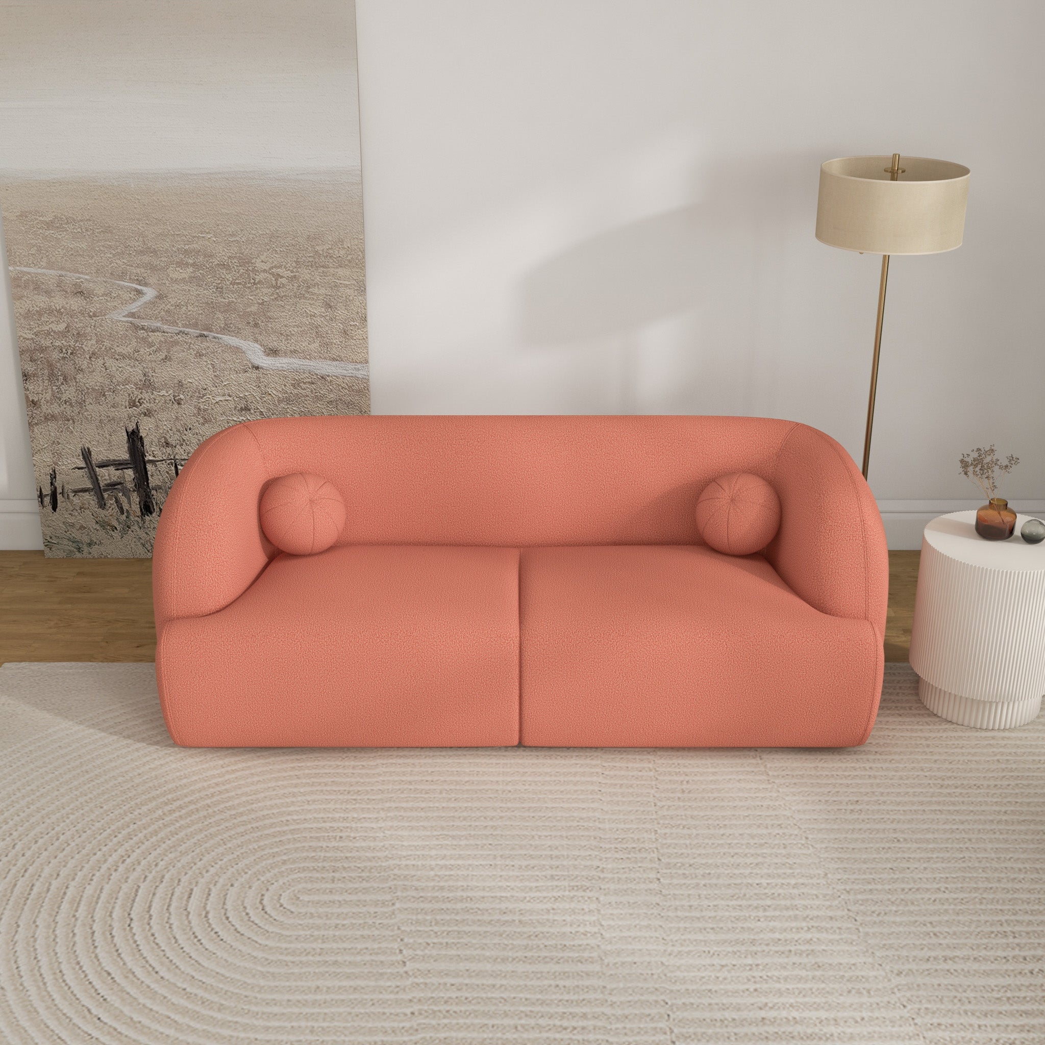 Quinn Pink Boucle Sofa - MidinMod