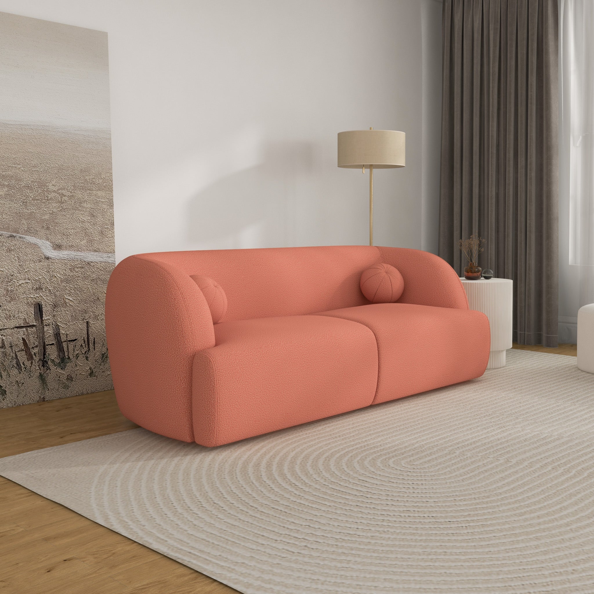 Quinn Pink Boucle Sofa  - MidinMod