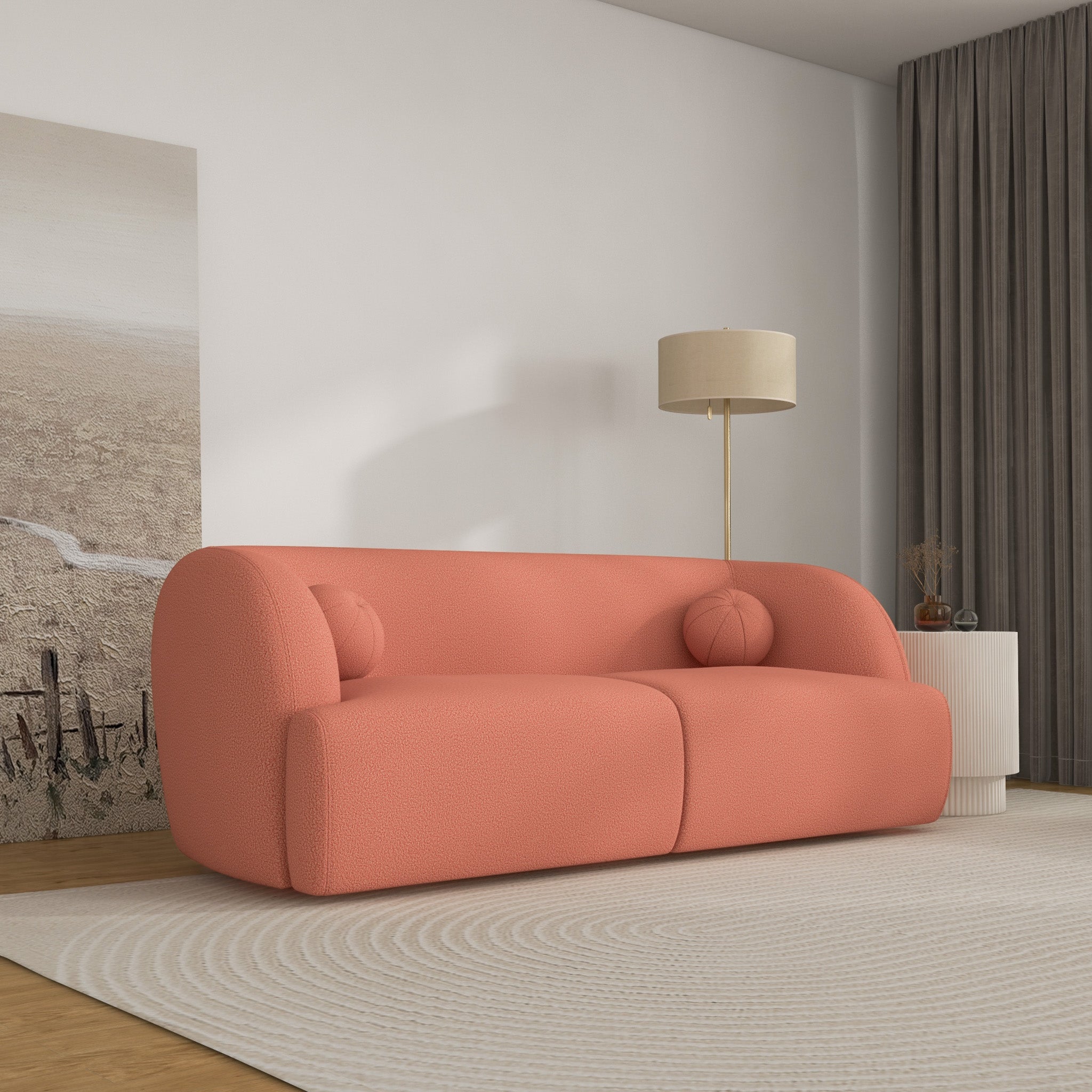 Quinn Pink Boucle Sofa  - MidinMod